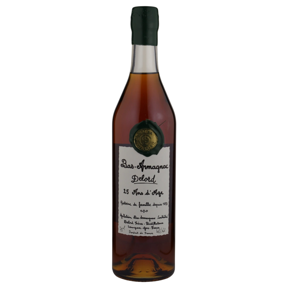 A bottle of Delord 25 Year Bas Armagnac 40% 700ml