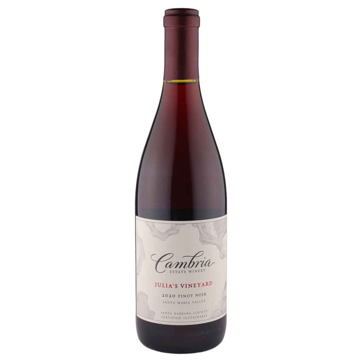 A bottle of 2020 Cambria Julia's Pinot Noir 750ml Red Wine