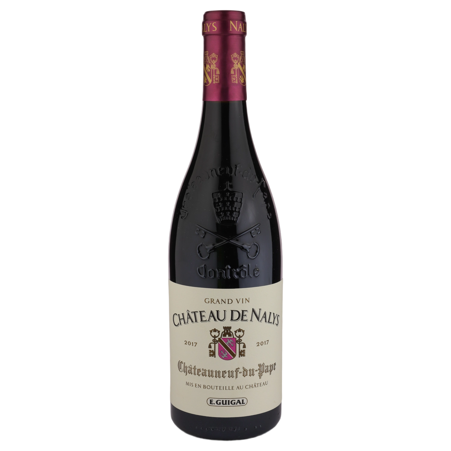 A bottle of 2017 Château de Nalys Châteauneuf du Pape Rouge 750ml Red Wine