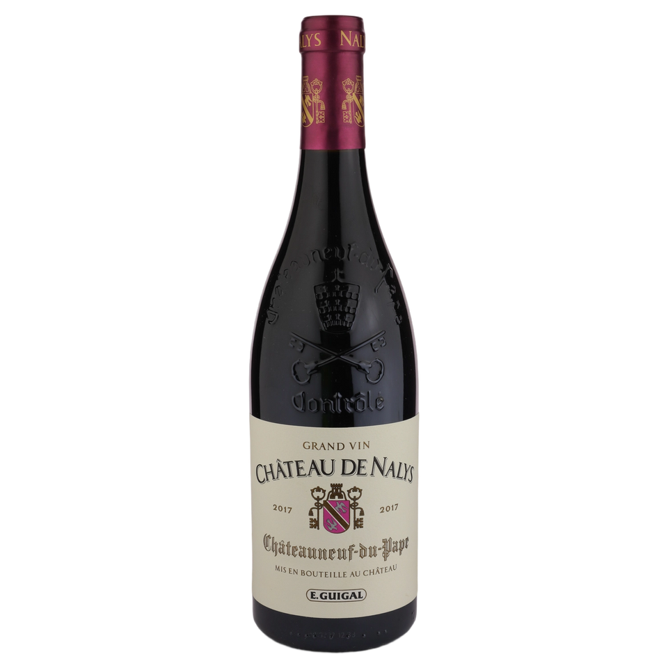 A bottle of 2017 Château de Nalys Châteauneuf du Pape Rouge 750ml Red Wine