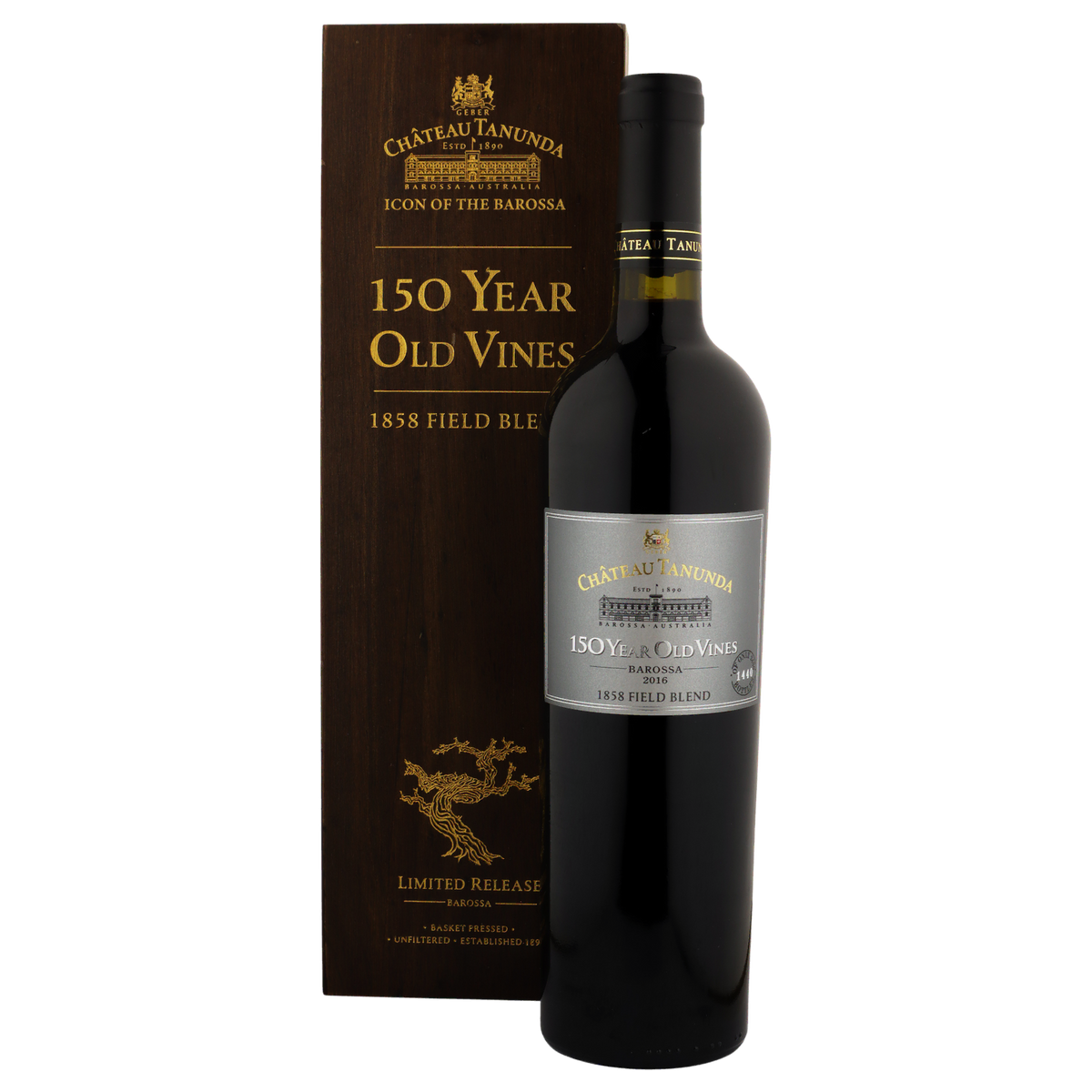 A bottle of Chateau Tanunda 150 Year Field Blend 2016 750ml Red Wine