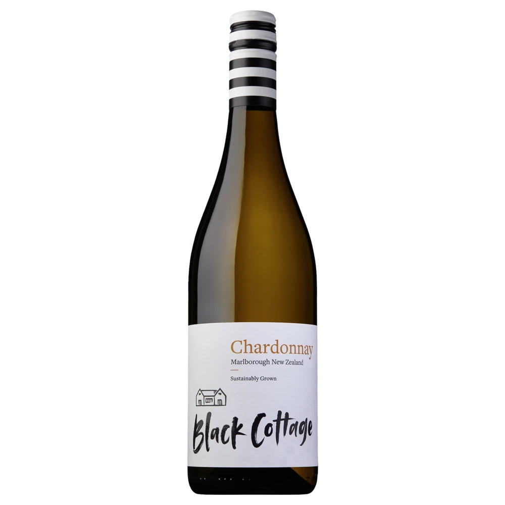A bottle of 2023 Black Cottage Chardonnay 750ml White Wine