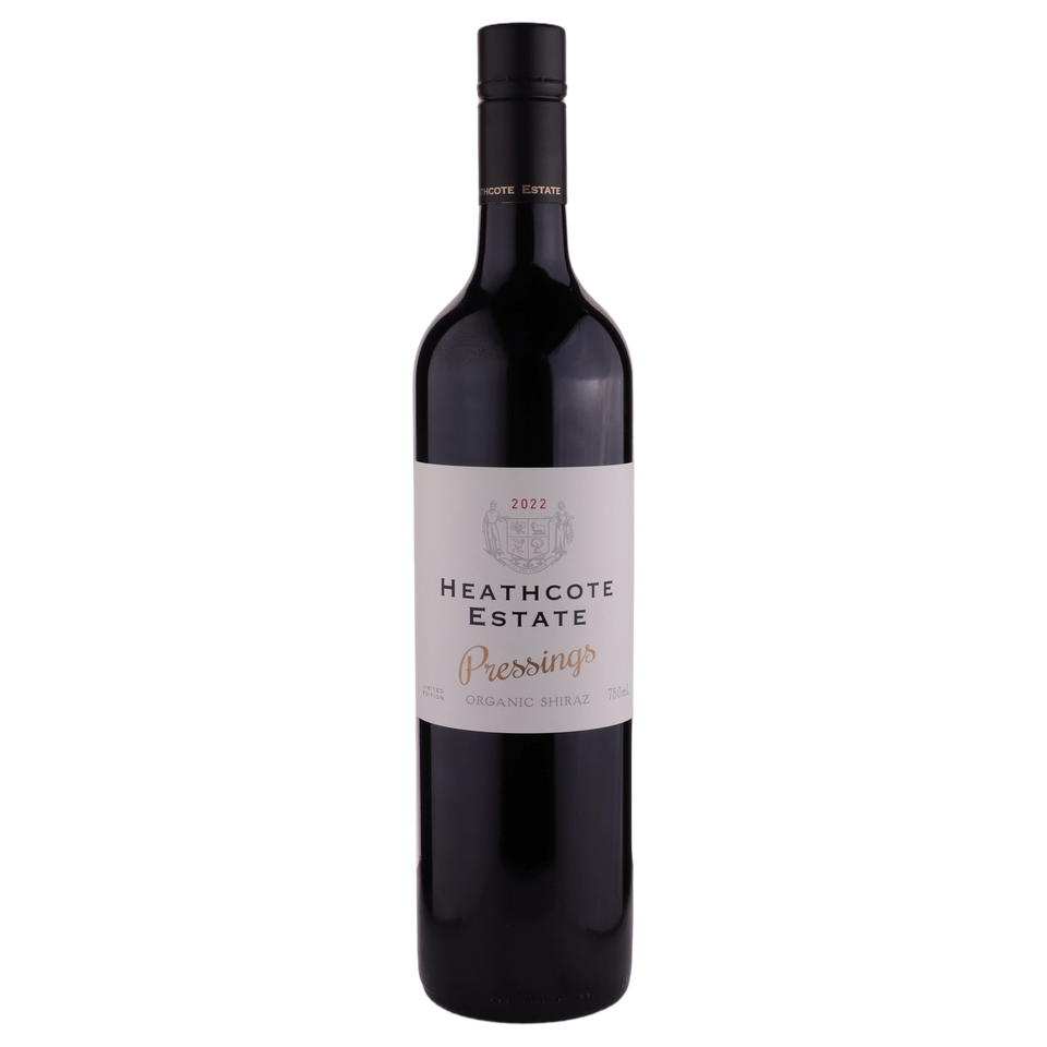 A bottle of 2022 Heathcote Shiraz Pressings 750ml Red Wine