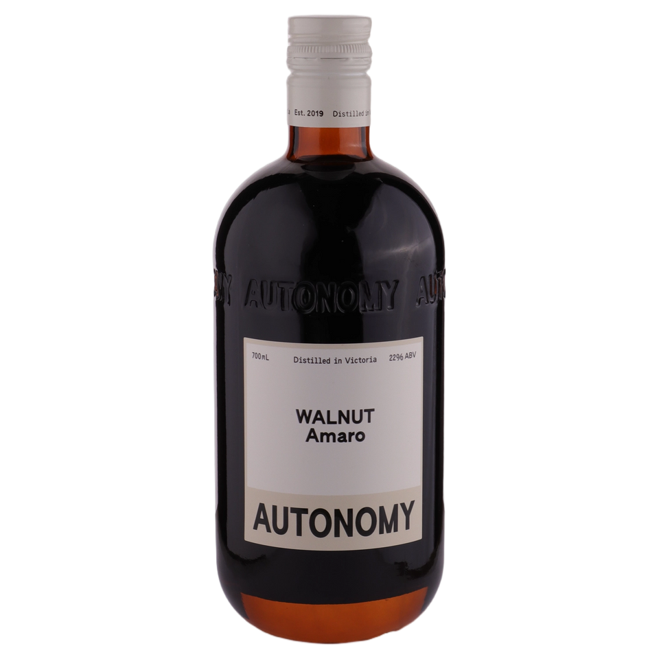 A bottle of Autonomy Amaro Walnut Liqueur 22% 500ml