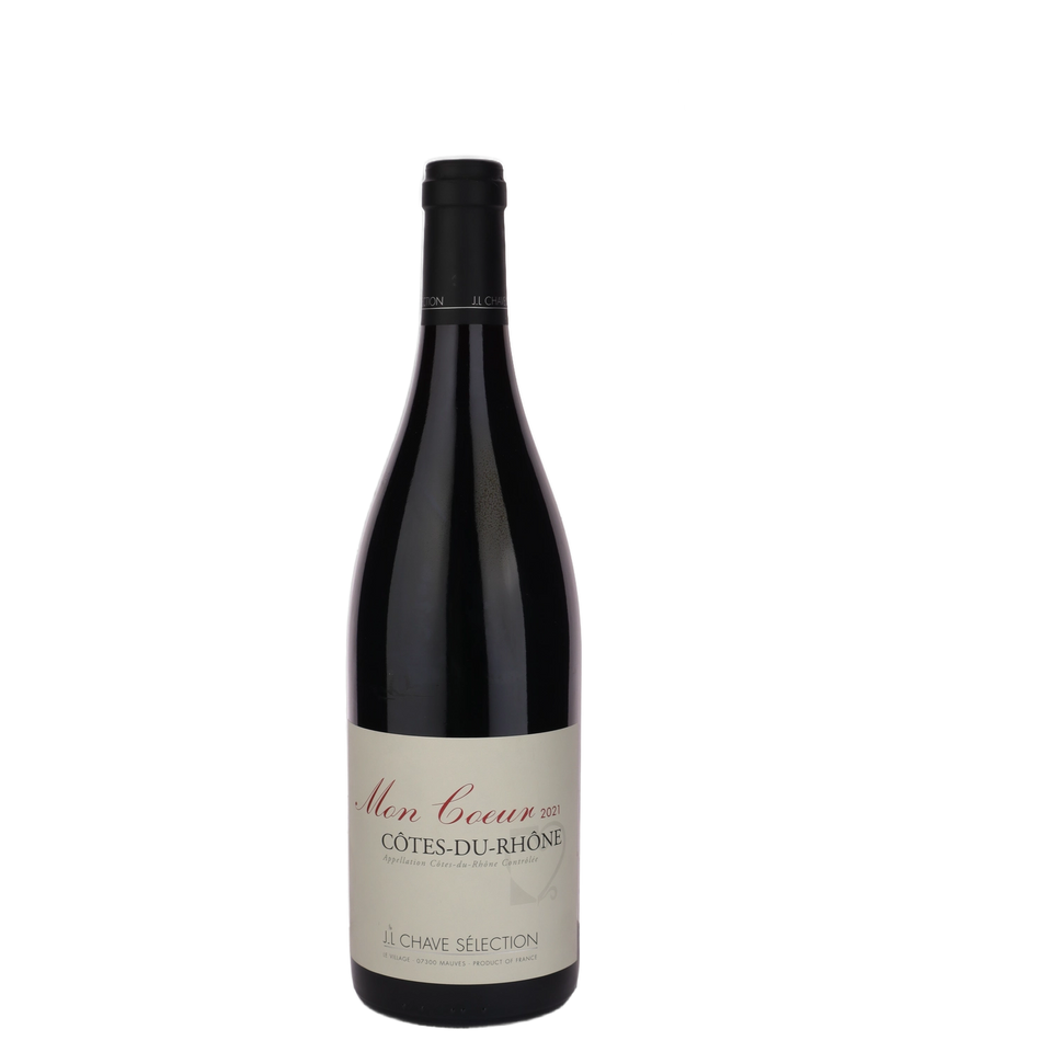 A bottle of 2021 Domaine Jean Louis Chave Côtes du Rhône Mon Coeur 750ml Red Wine