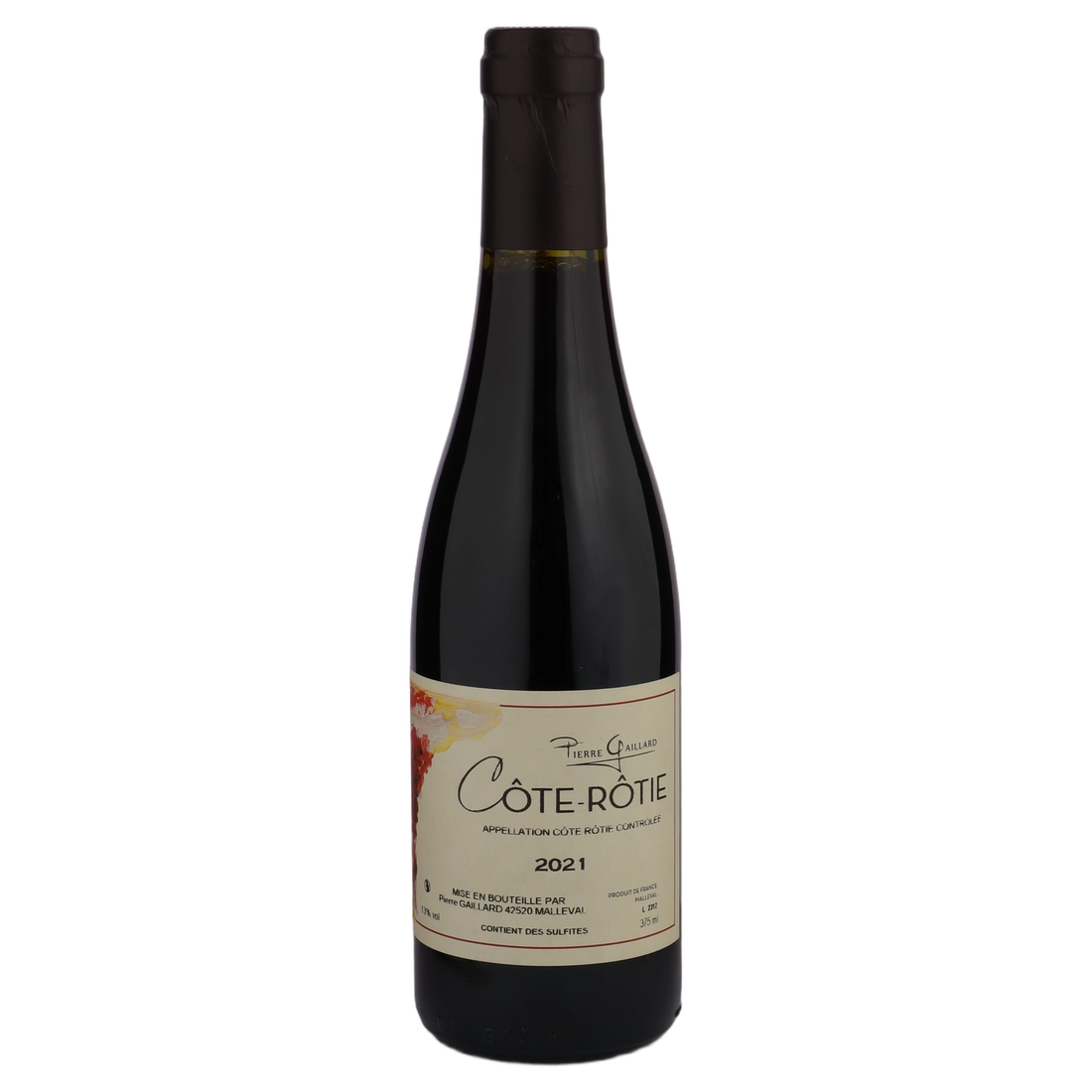 A bottle of 2021 Domaine Pierre Gaillard Côte Rôtie 375ml Red Wine