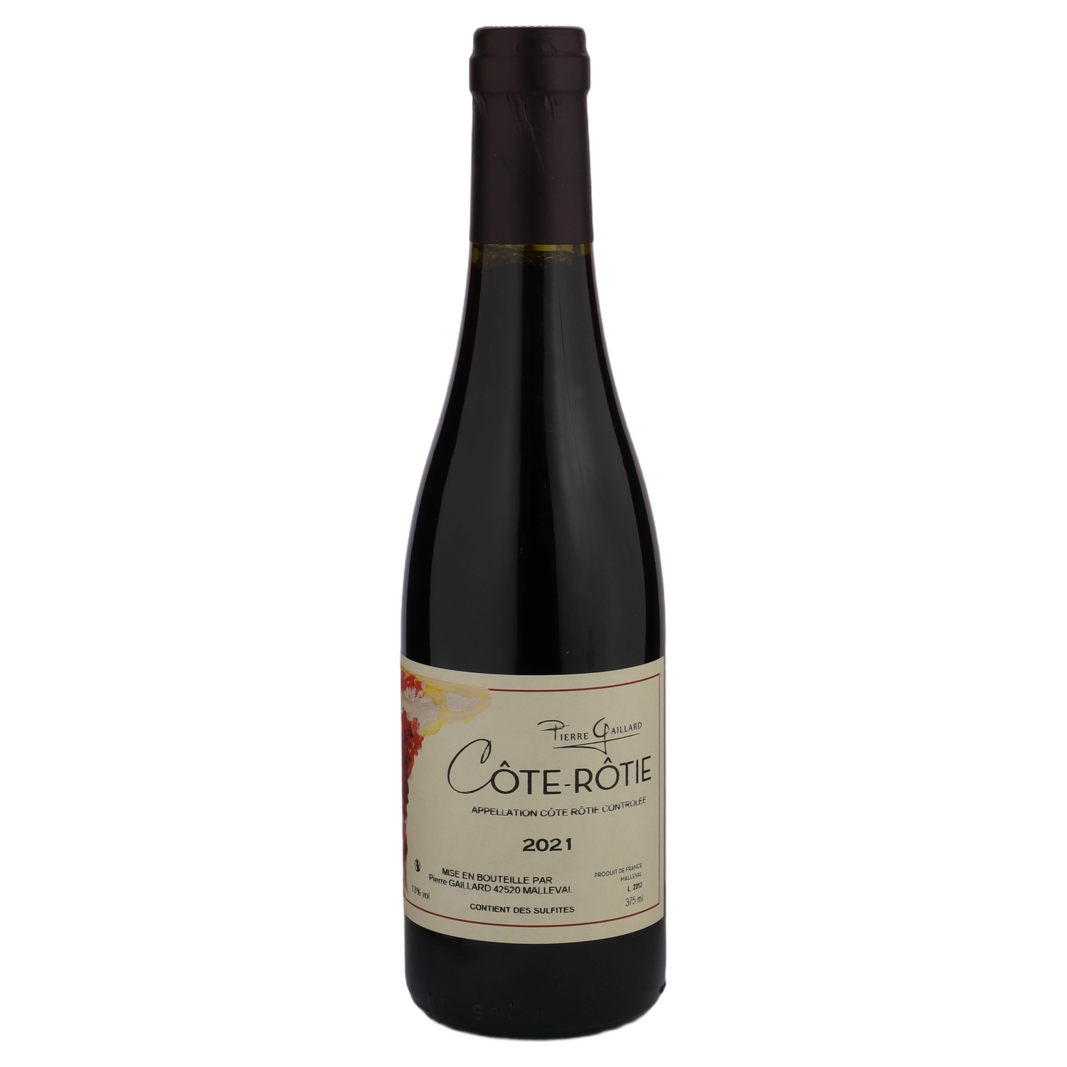 A bottle of 2021 Domaine Pierre Gaillard Côte Rôtie 375ml Red Wine