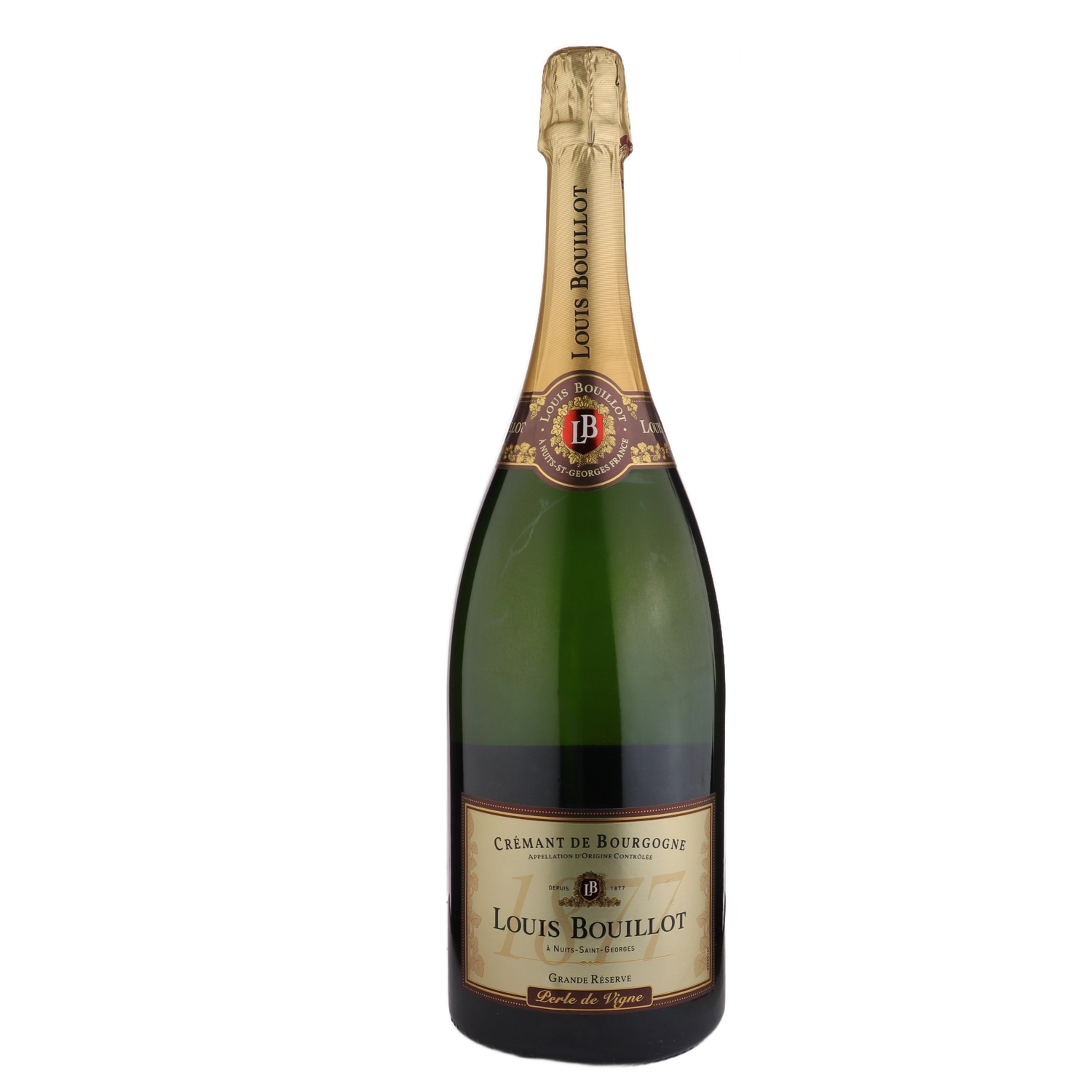 A bottle of NV Louis Bouillot Perle de Vigne Grand Reserve 1500ml Sparkling Wine
