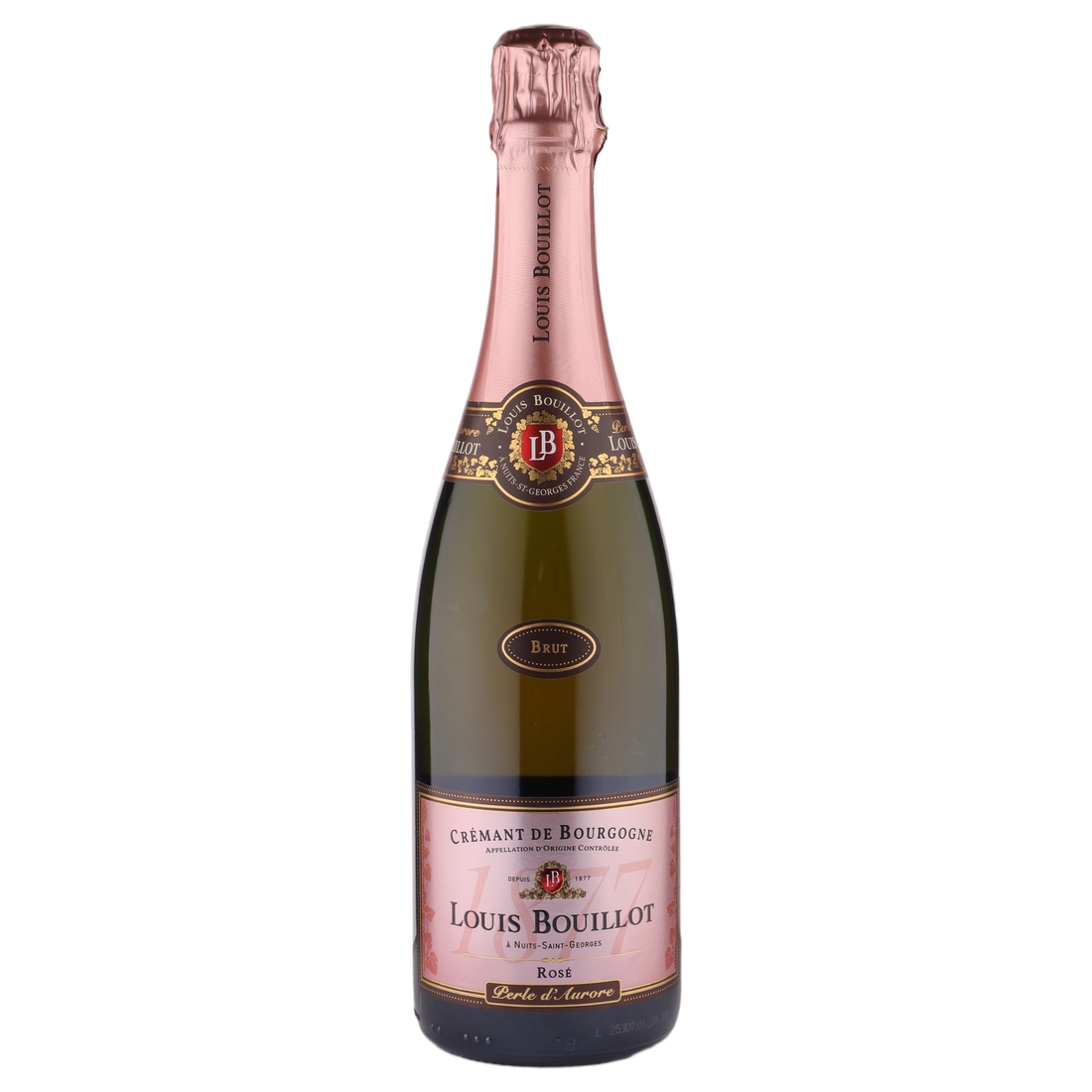A bottle of Louis Bouillot Perle d'Aurore Rosé de Presse 750ml Sparkling Wine