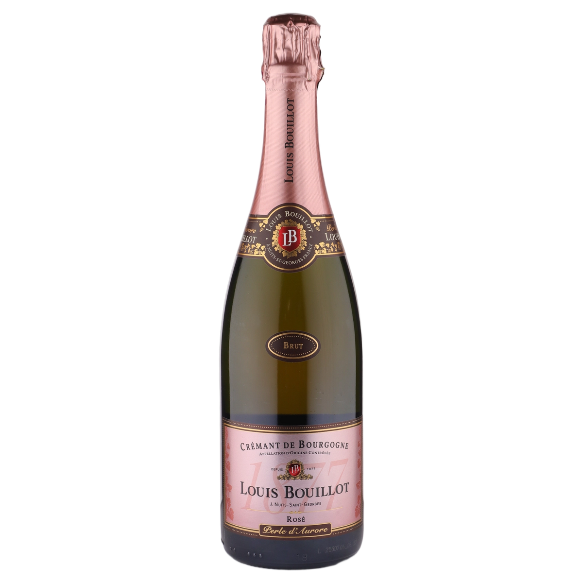 A bottle of Louis Bouillot Perle d'Aurore Rosé de Presse 750ml Sparkling Wine