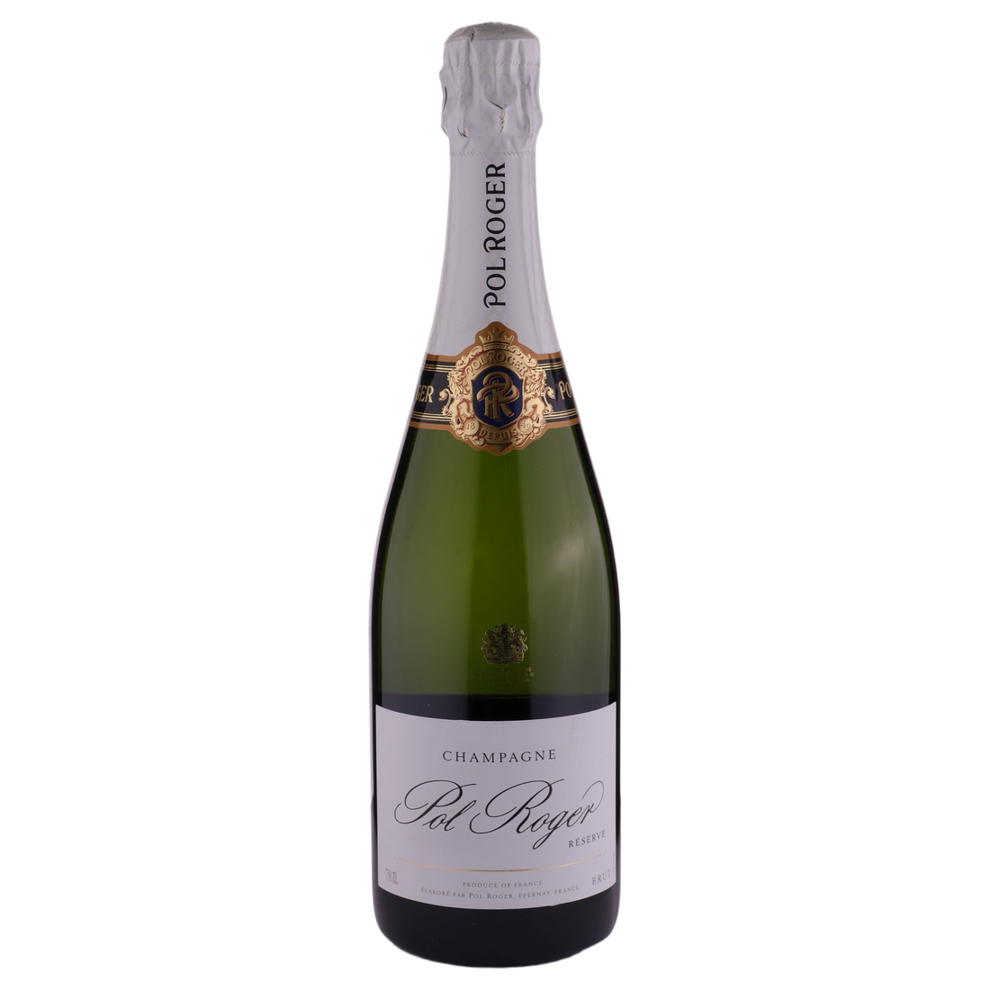 A bottle of NV Pol Roger Brut Reserve Non Vintage 750ml Sparkling Wine
