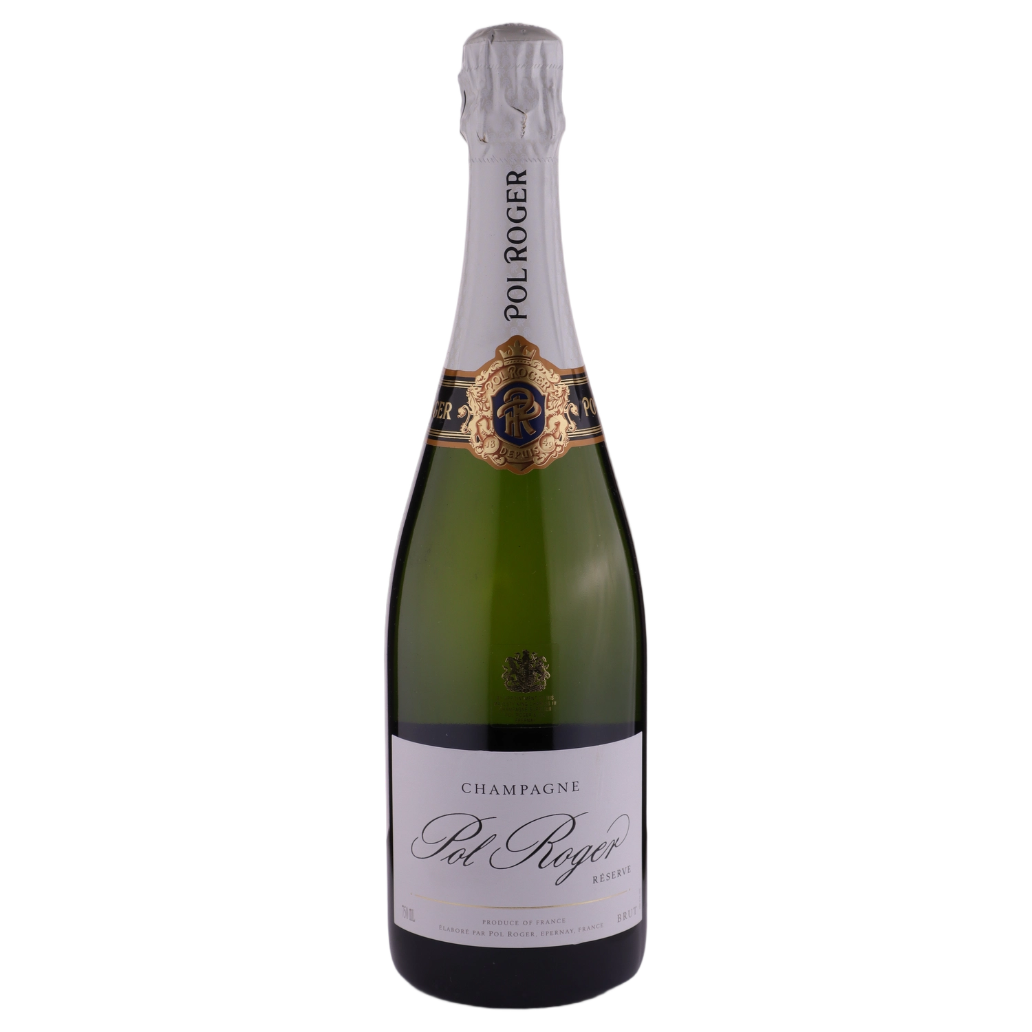 A bottle of NV Pol Roger Brut Reserve Non Vintage 750ml Sparkling Wine