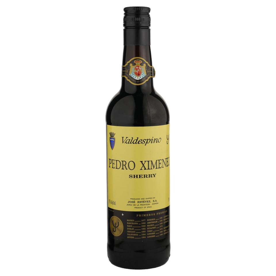 A bottle of NV Valdespino Pedro Ximenez Yellow Label 750ml Fortified Wine
