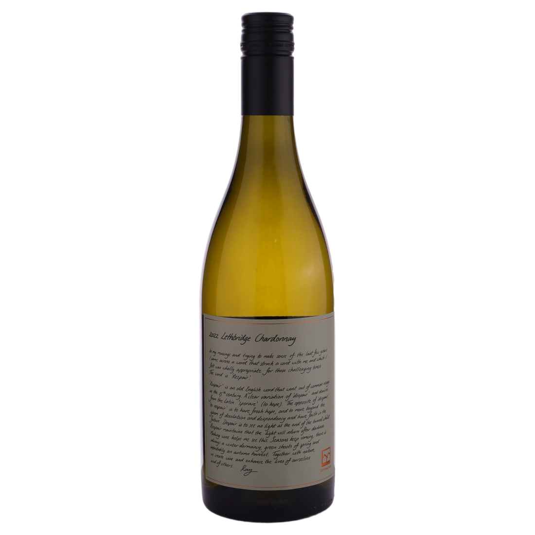 A bottle of 2022 Lethbridge Wines Estate Chardonnay 750ml White Wine