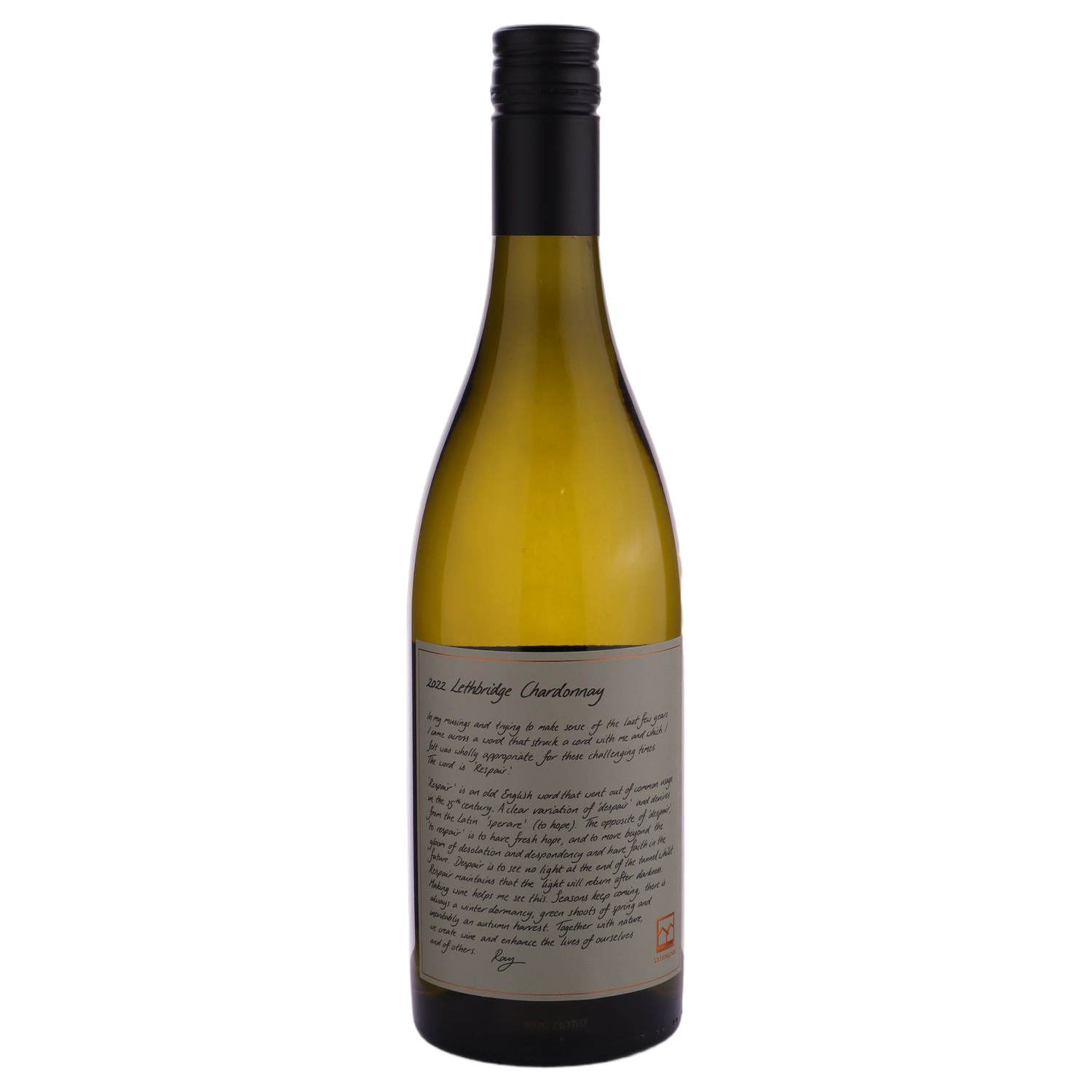 A bottle of 2022 Lethbridge Wines Estate Chardonnay 750ml White Wine