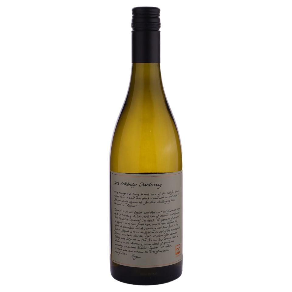 A bottle of 2022 Lethbridge Wines Estate Chardonnay 750ml White Wine