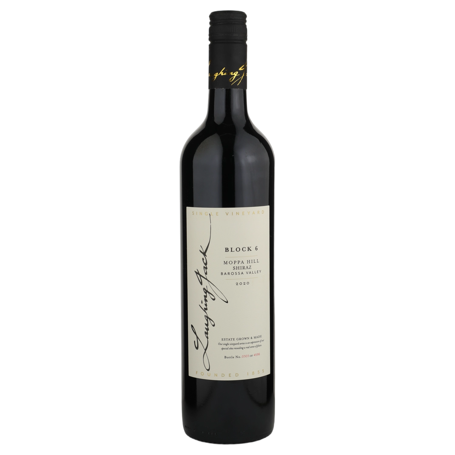 A bottle of 2020 Laughing Jack Moppa Hill Block 6 Shiraz 750ml Red Wine