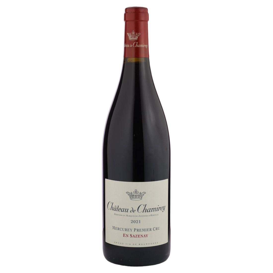 A bottle of 2021 Château de Chamirey Mercurey 1er Cru en Sazenay Rouge 750ml Red Wine