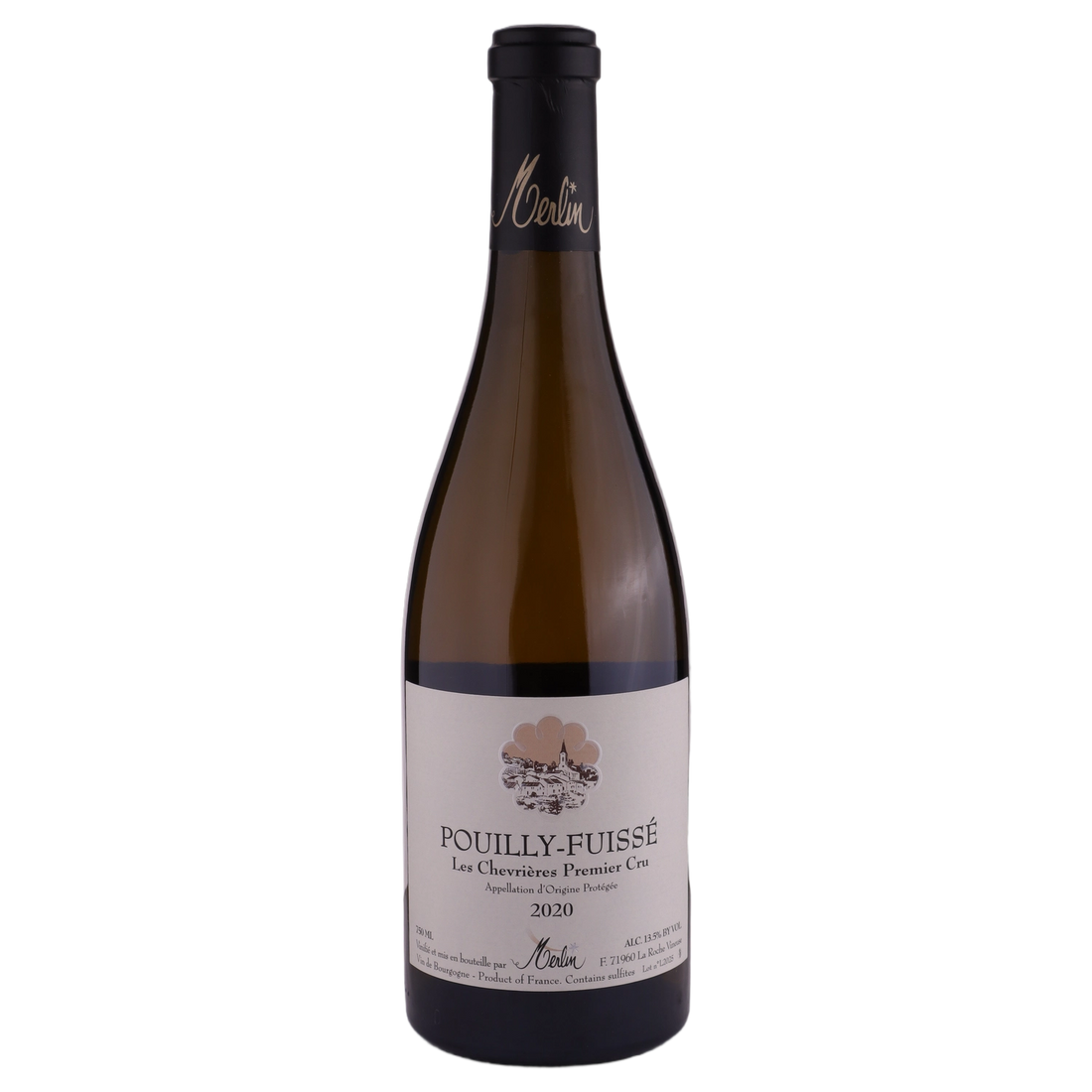 A bottle of 2020 Olivier Merlin Pouilly Fuissé Les Chevrières 750ml White Wine
