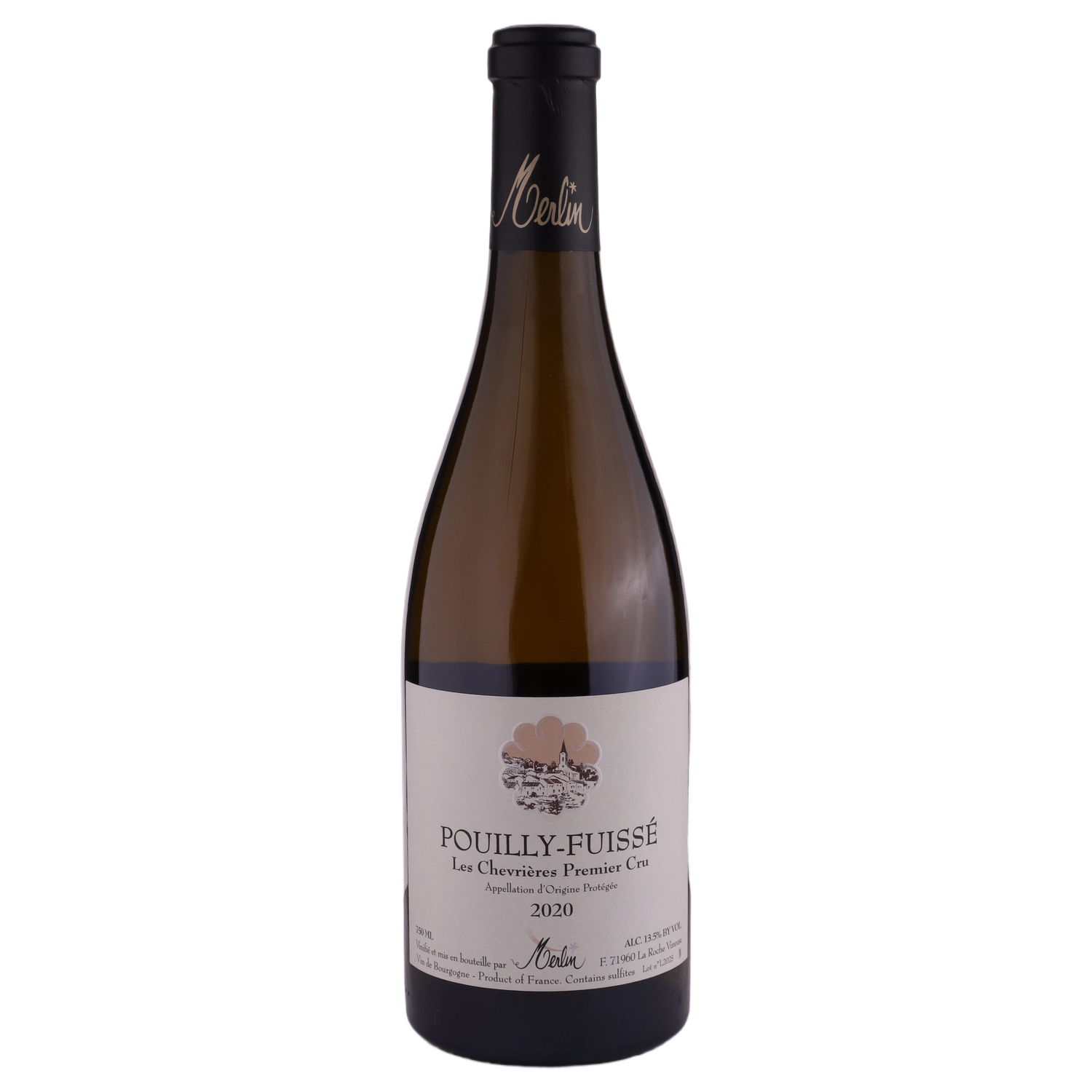 A bottle of 2020 Olivier Merlin Pouilly Fuissé Les Chevrières 750ml White Wine