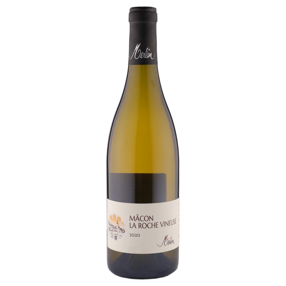 A bottle of 2020 Olivier Merlin Mâcon La Roche Vineuse Vieilles Vignes 750ml White Wine