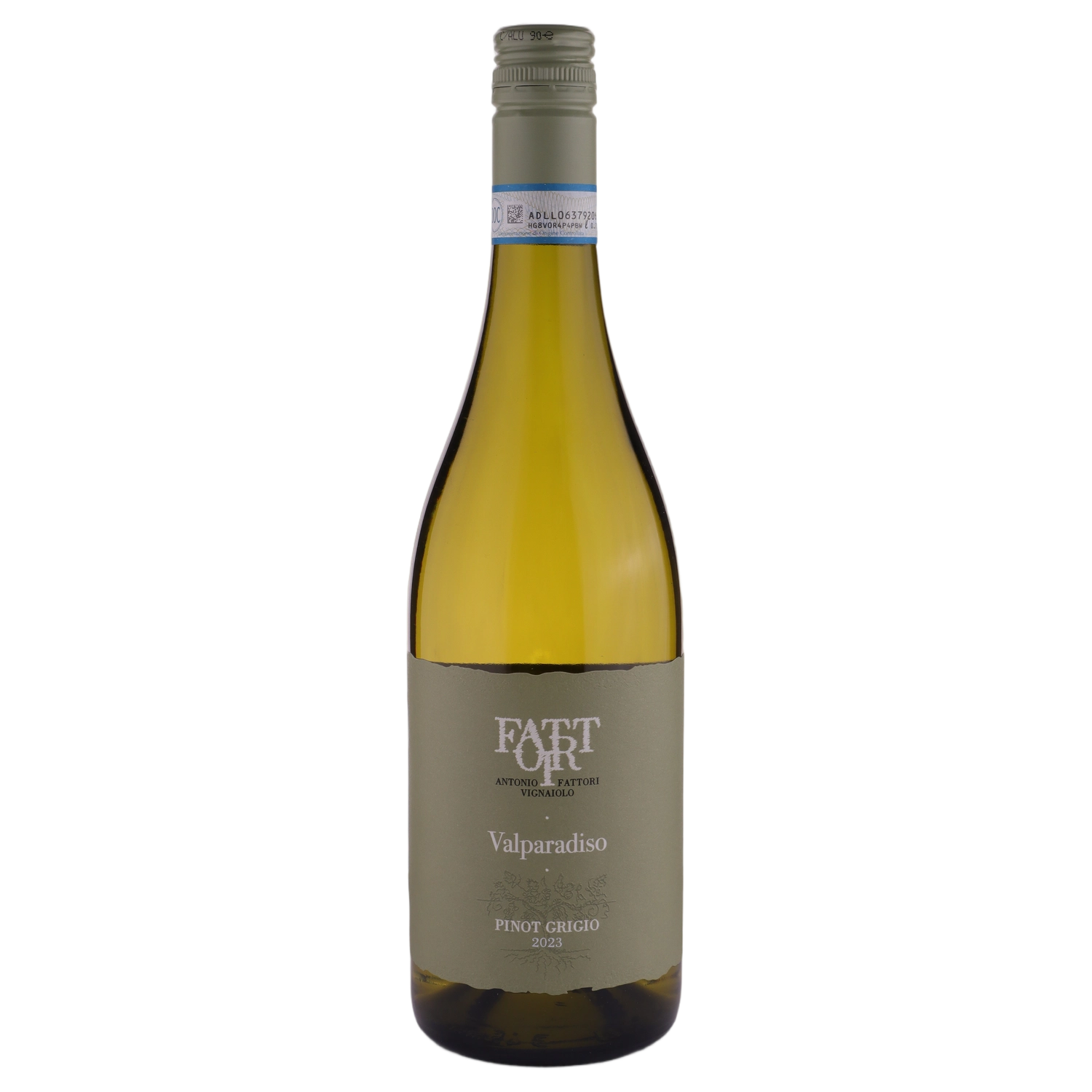 A bottle of 2023 Fattori ' Valparadiso' Pinot Grigio 750ml White Wine