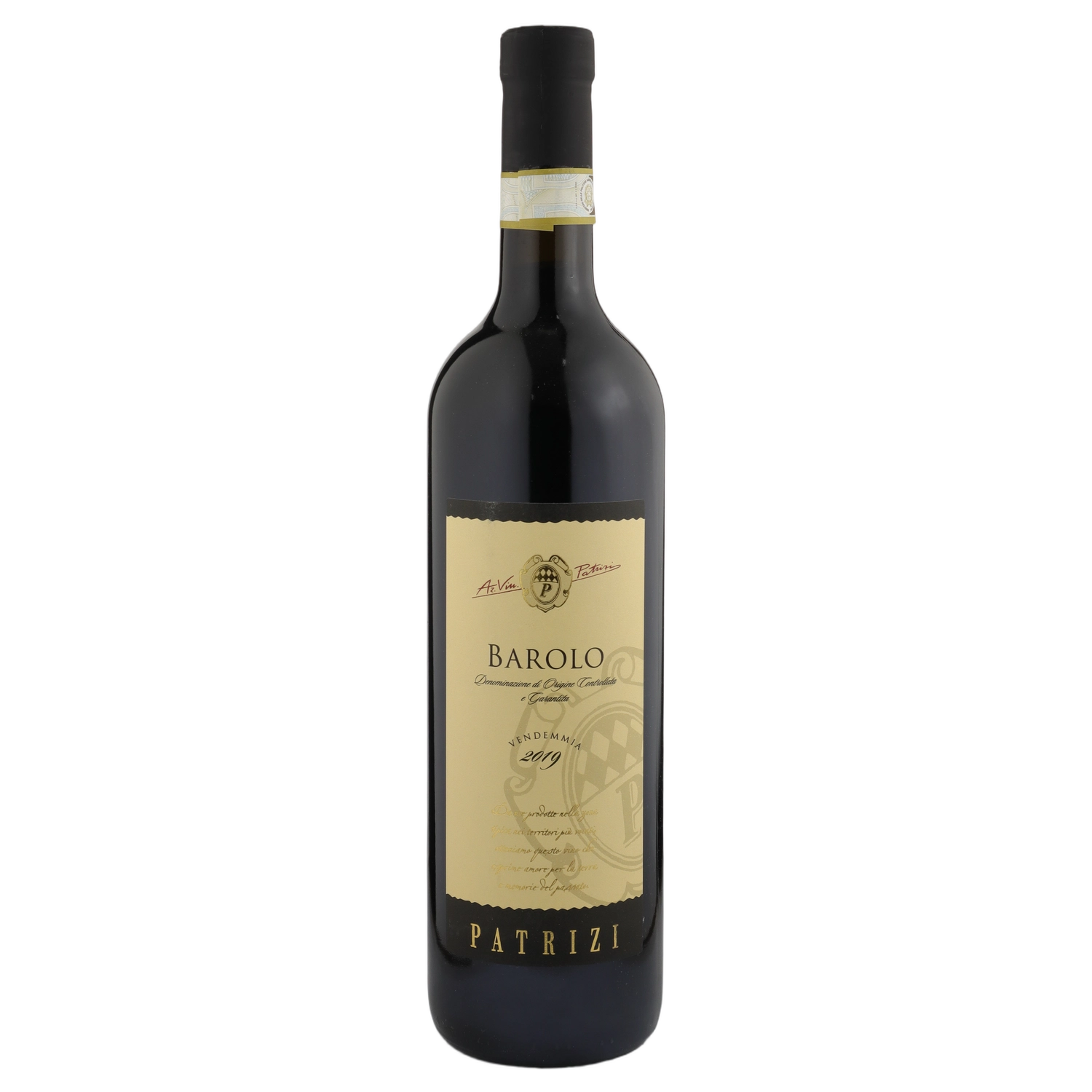 A bottle of 2019 Patrizi Barolo DOCG 750ml Red Wine