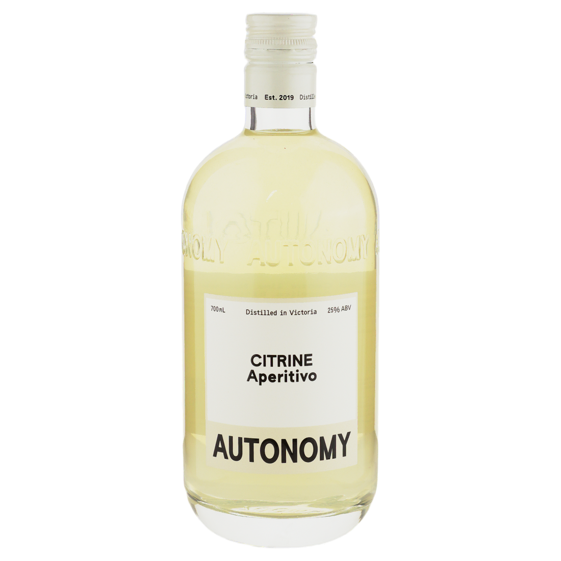 A bottle of Autonomy Citrine Aperitivo Limoncello 25% 700ml