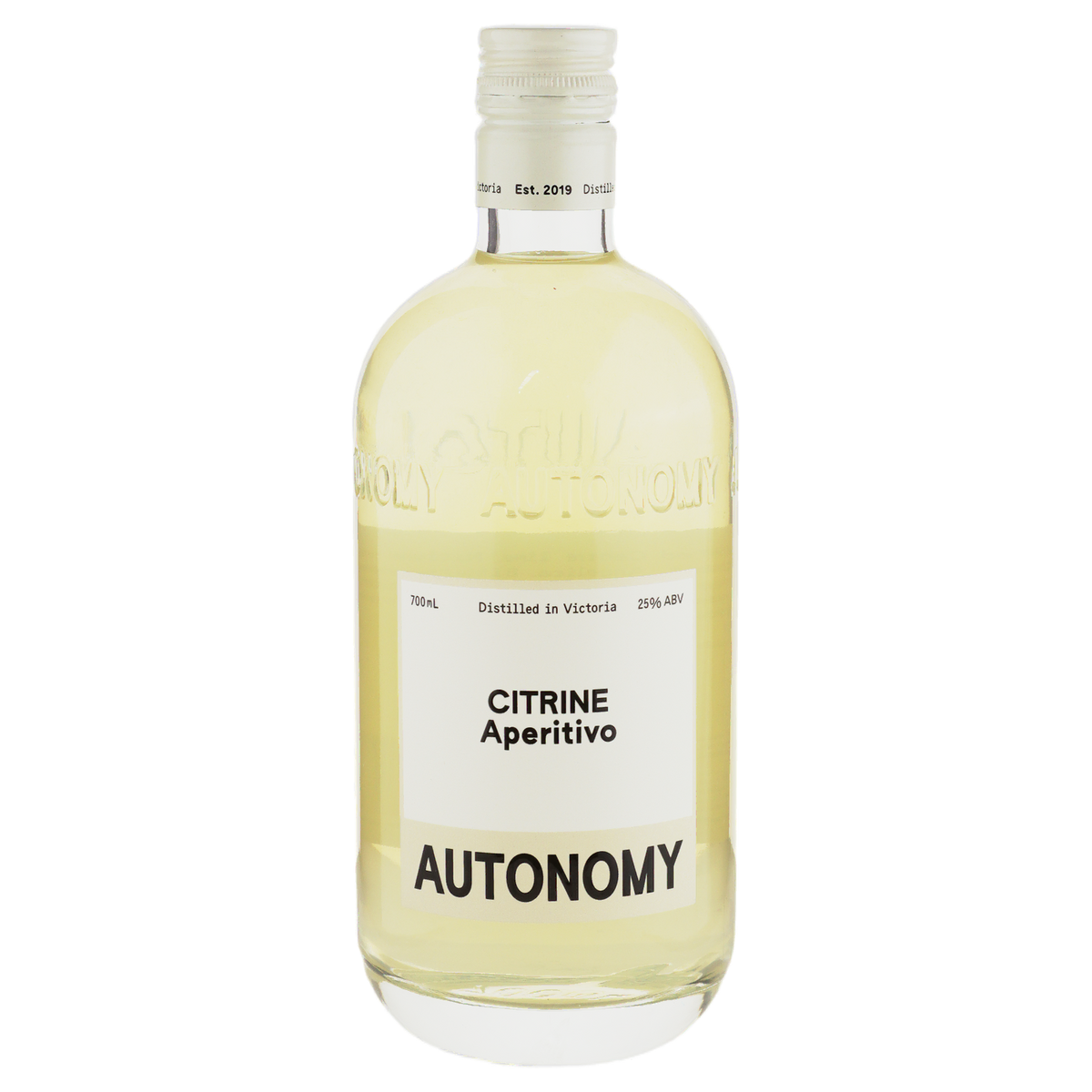 A bottle of Autonomy Citrine Aperitivo Limoncello 25% 700ml