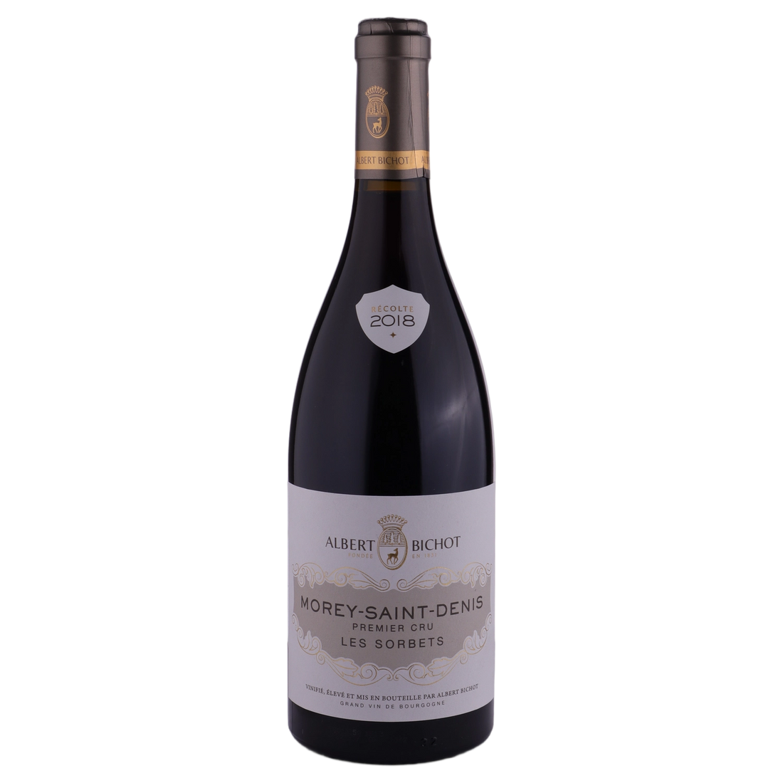 A bottle of Albert Bichot Morey Saint Denis 1er Sorbet Burgundy 2018 750ml Red Wine