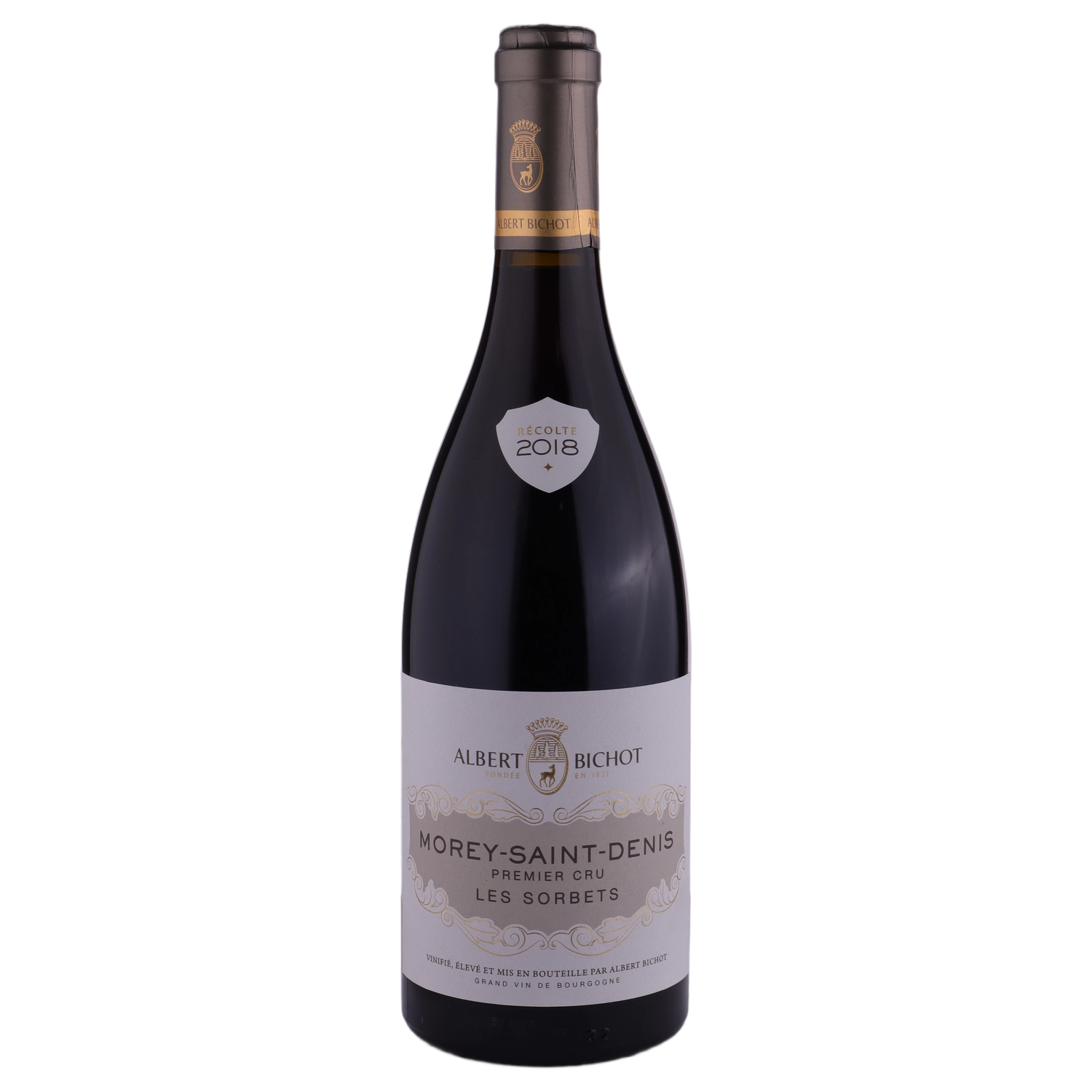 A bottle of Albert Bichot Morey Saint Denis 1er Sorbet Burgundy 2018 750ml Red Wine