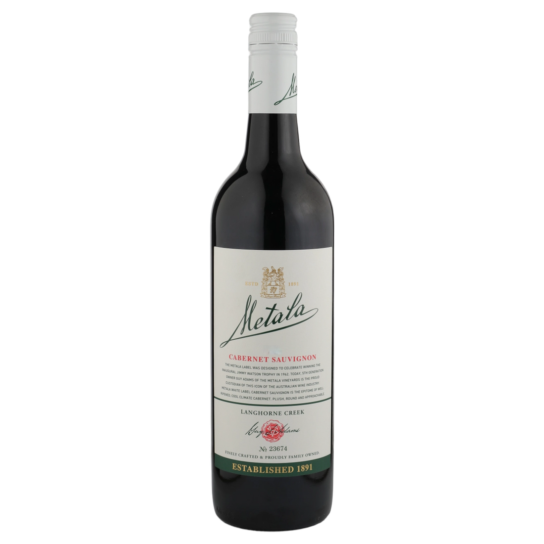 A bottle of Metala White Label Cabernet Sauvignon Langhorne Creek 750ml Red Wine