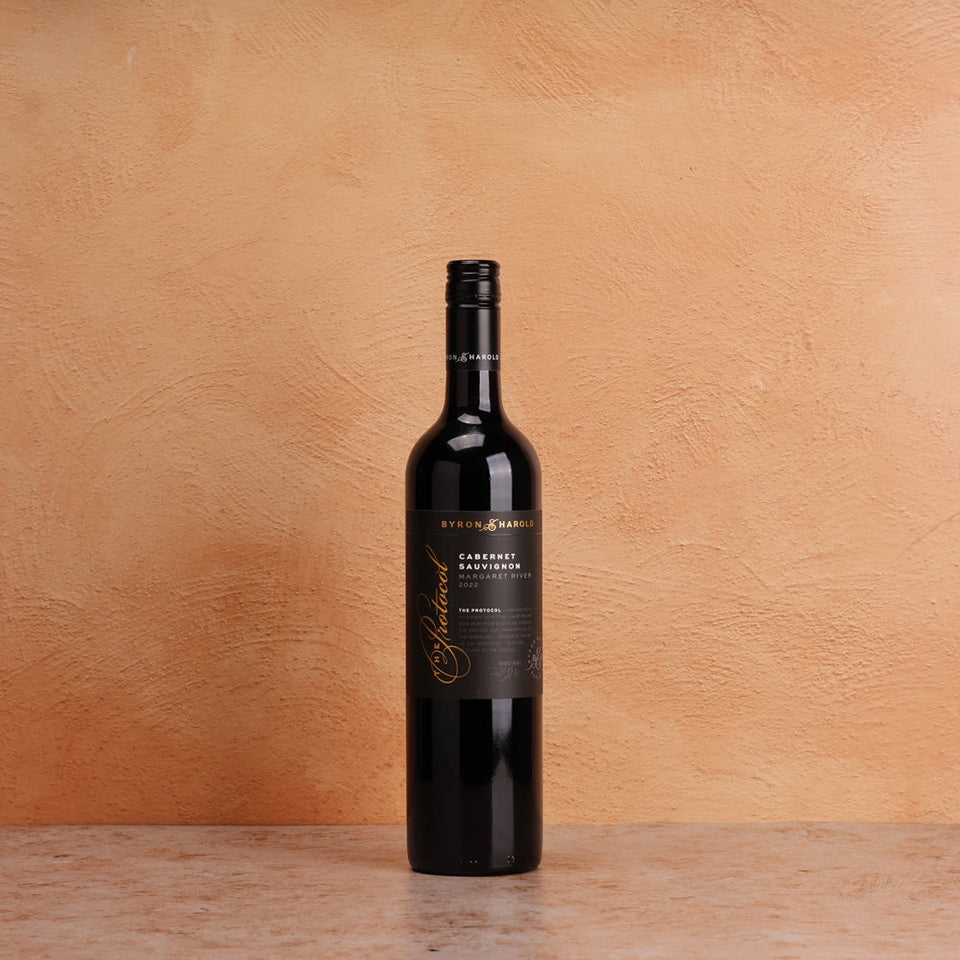 A bottle of 2022 Byron & Harold The Protocol Cabernet Sauvignon 750ml Red Wine