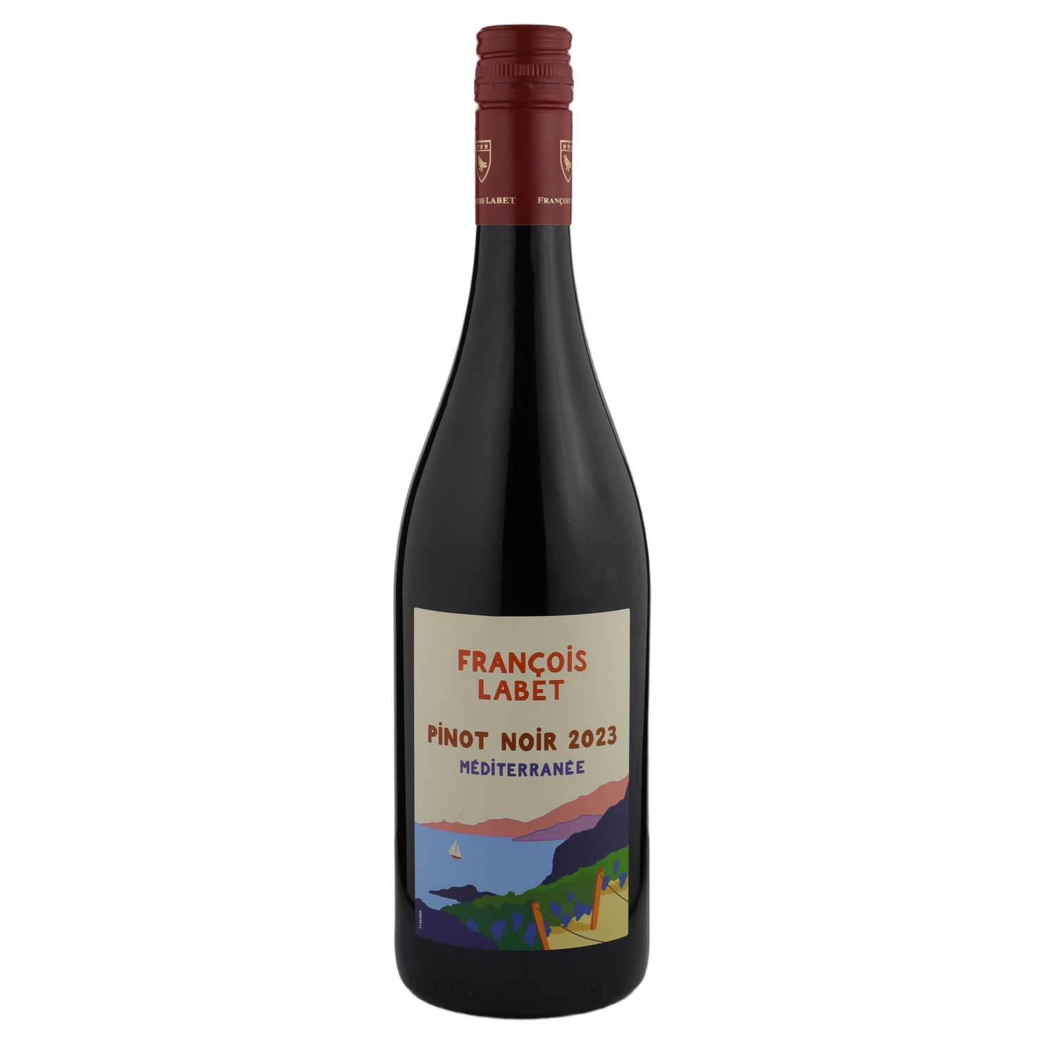 A bottle of 2023 François Labet VDP Île de Beauté Pinot Noir 750ml Red Wine