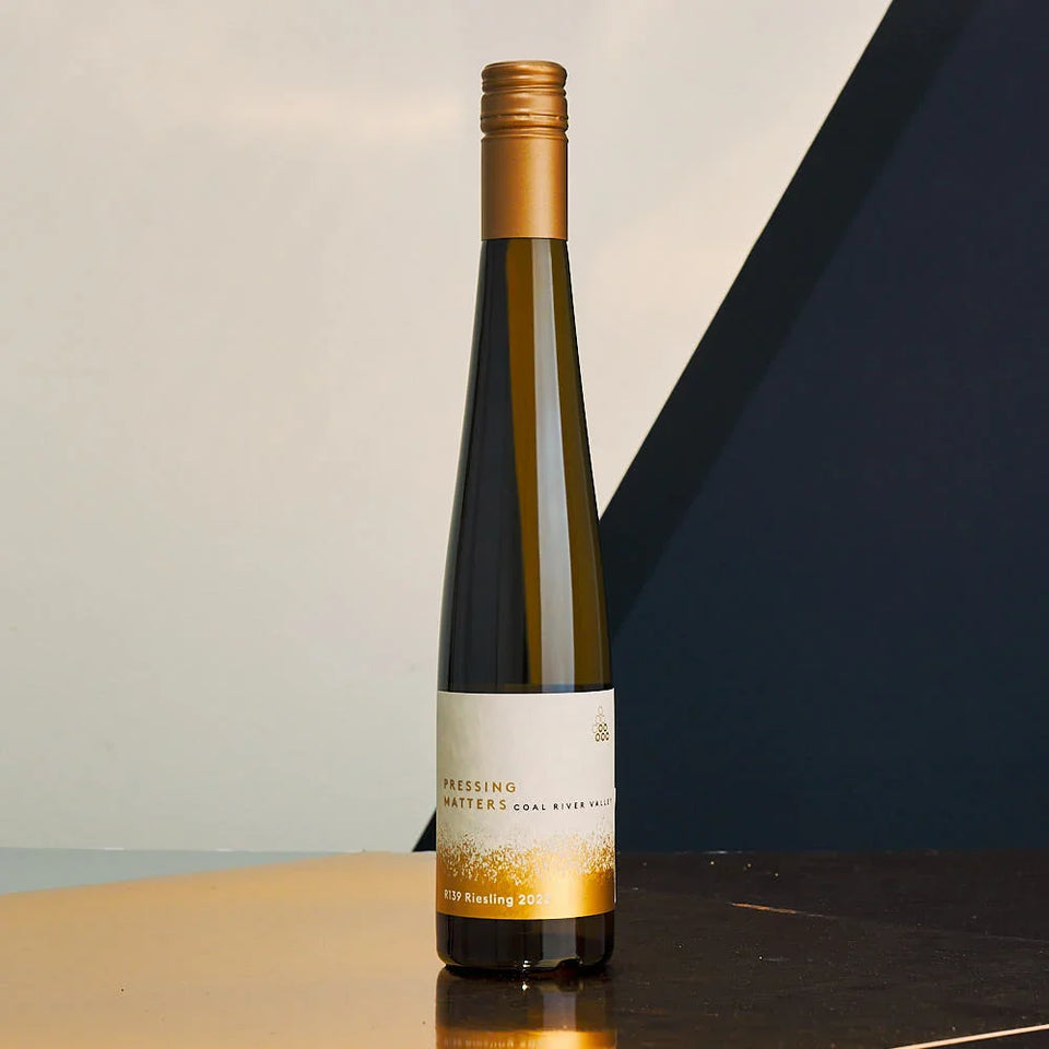A bottle of Pressing Matters R139 Riesling 2022 375ml 750ml White Wine