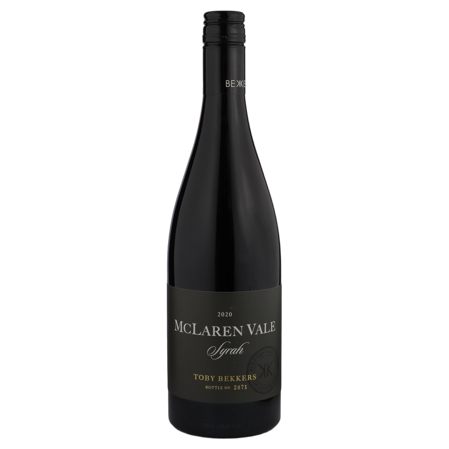 A bottle of 2020 Bekkers McLaren Vale Syrah 750ml Red Wine