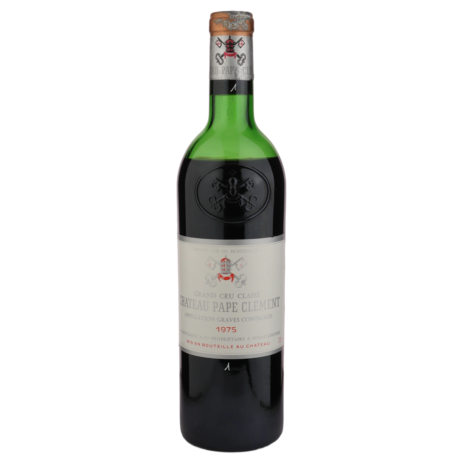 A bottle of 1975 Chateau Pape Clement 750ml Red Wine