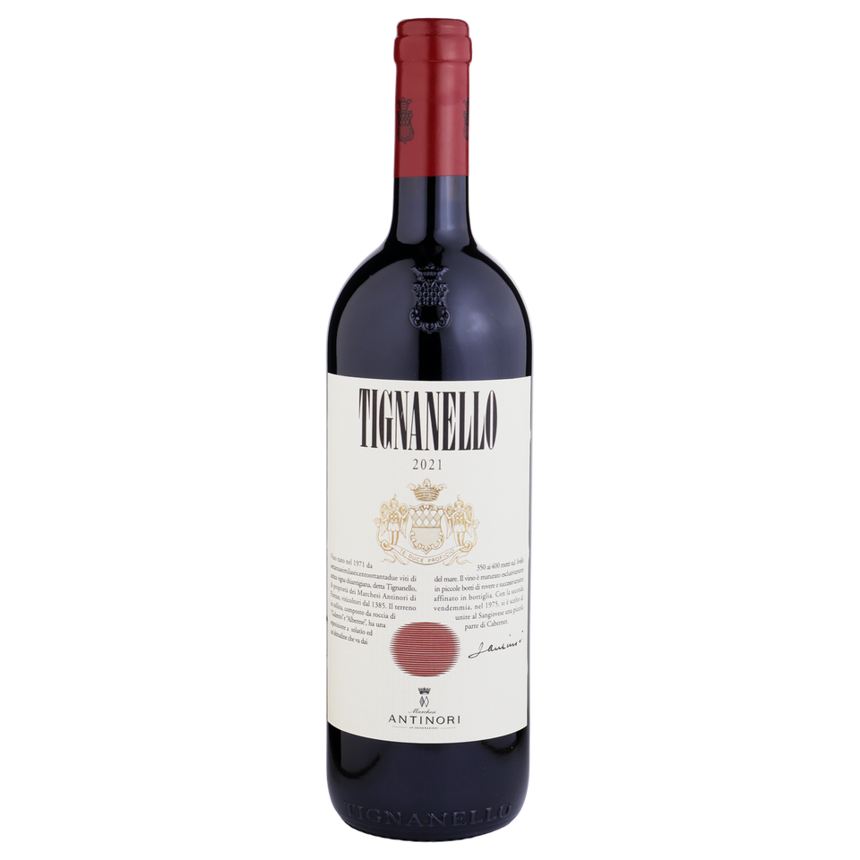 A bottle of 2021 Antinori Tignanello 750ml Red Wine