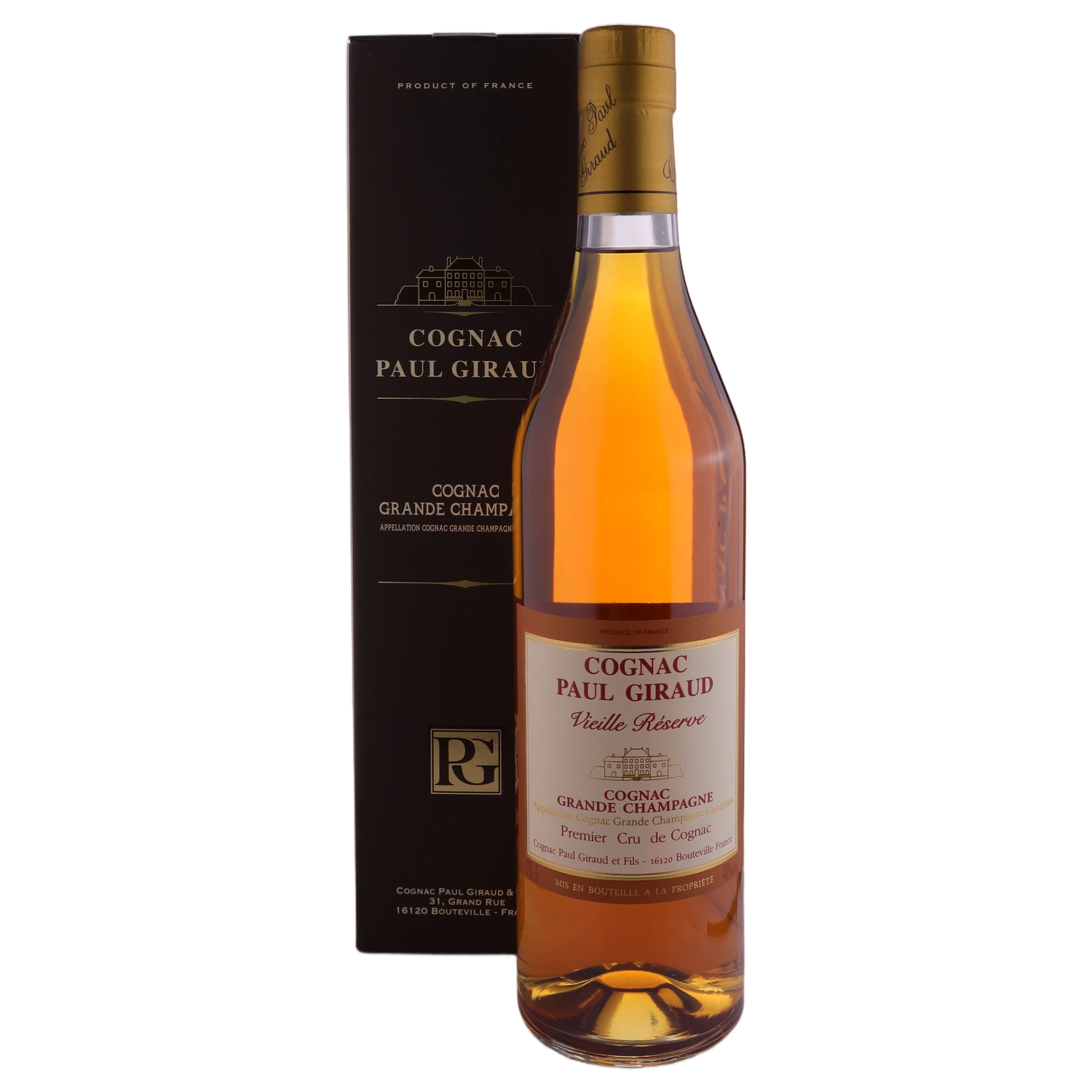 A bottle of Paul Giraud Cognac Vieille Reserve 25yrs Grande Champagne 40% 700ml