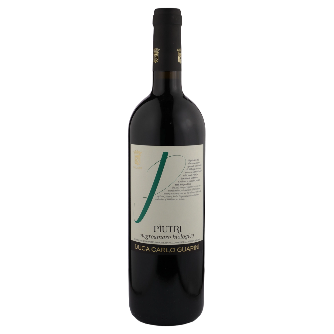 A bottle of Duca Carlo Guarini Negroamaro Piutri IGT 2021 750ml Red Wine