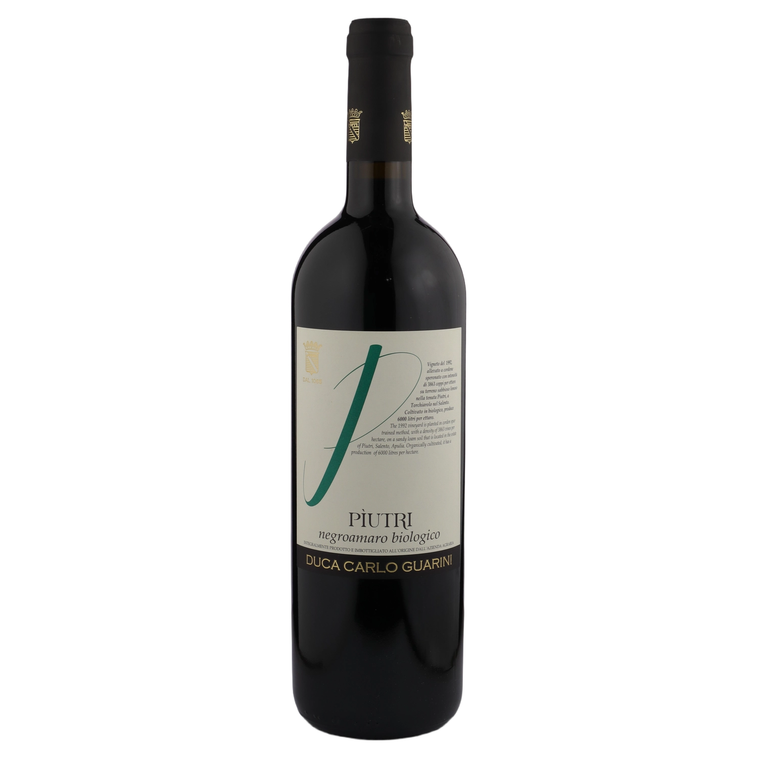 A bottle of Duca Carlo Guarini Negroamaro Piutri IGT 2021 750ml Red Wine