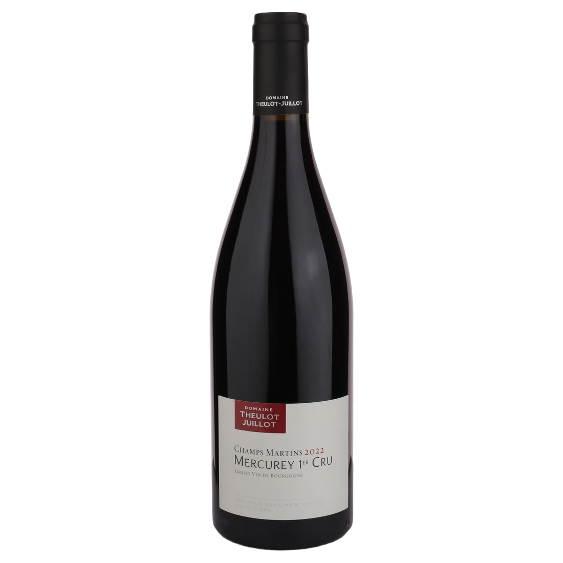 A bottle of 2022 Domaine Theulot Juillot Mercurey 1er Cru Les Champs Martins 750ml Red Wine