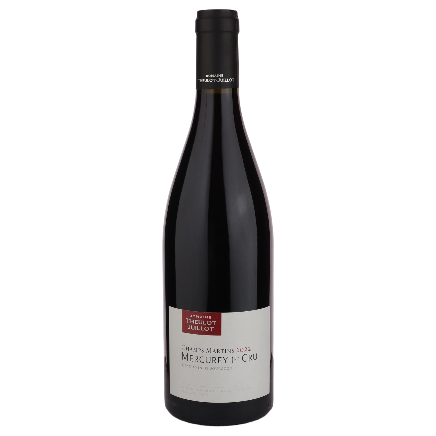 A bottle of 2022 Domaine Theulot Juillot Mercurey 1er Cru Les Champs Martins 750ml Red Wine