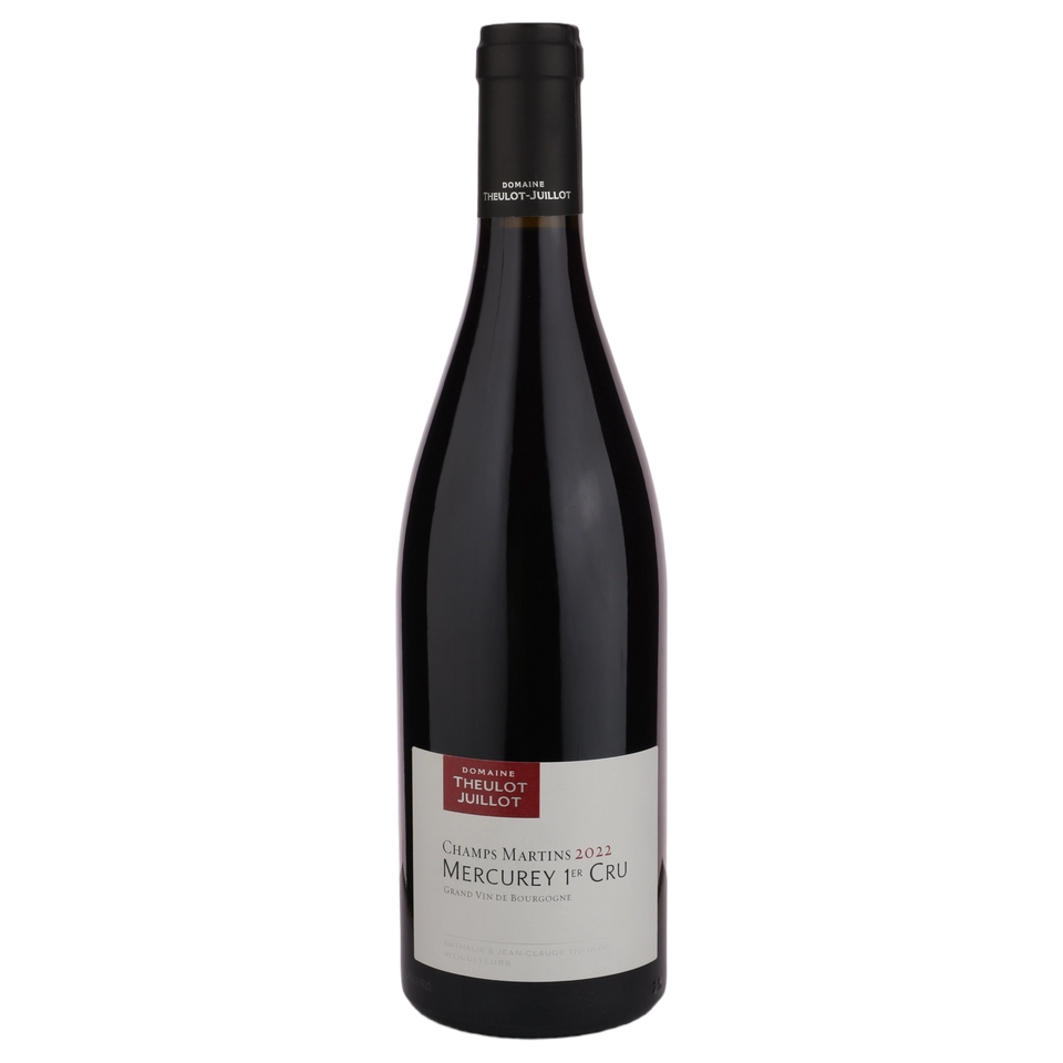 A bottle of 2022 Domaine Theulot Juillot Mercurey 1er Cru Les Champs Martins 750ml Red Wine
