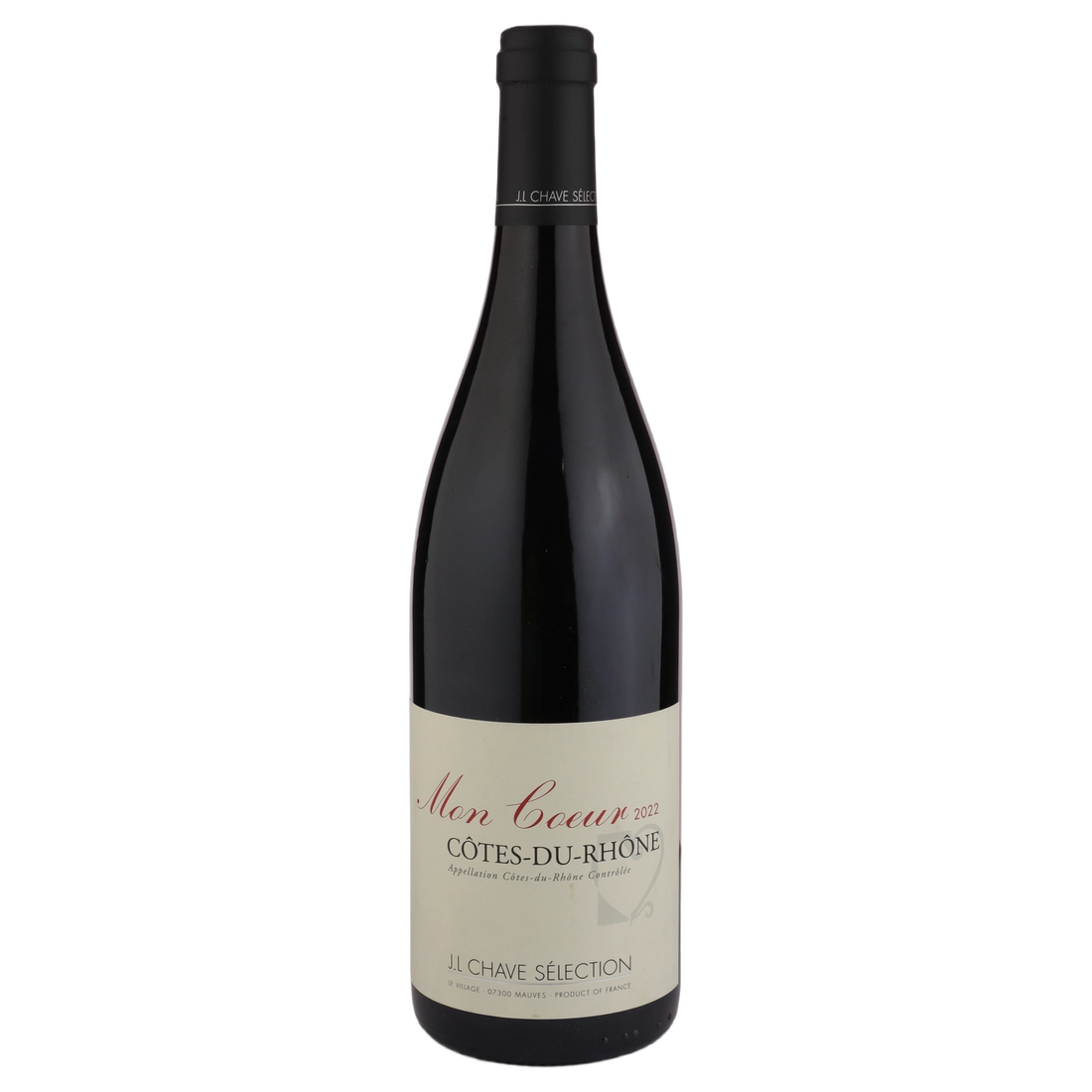 A bottle of 2022 Domaine Jean Louis Chave Selection Côtes du Rhône Rouge Mon Coeur 750ml Red Wine