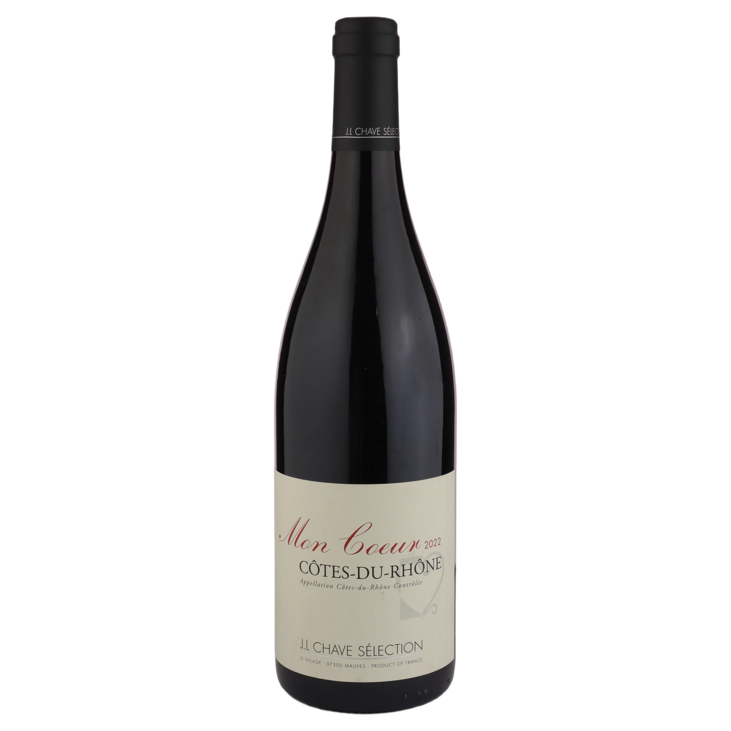 A bottle of 2022 Domaine Jean Louis Chave Selection Côtes du Rhône Rouge Mon Coeur 750ml Red Wine
