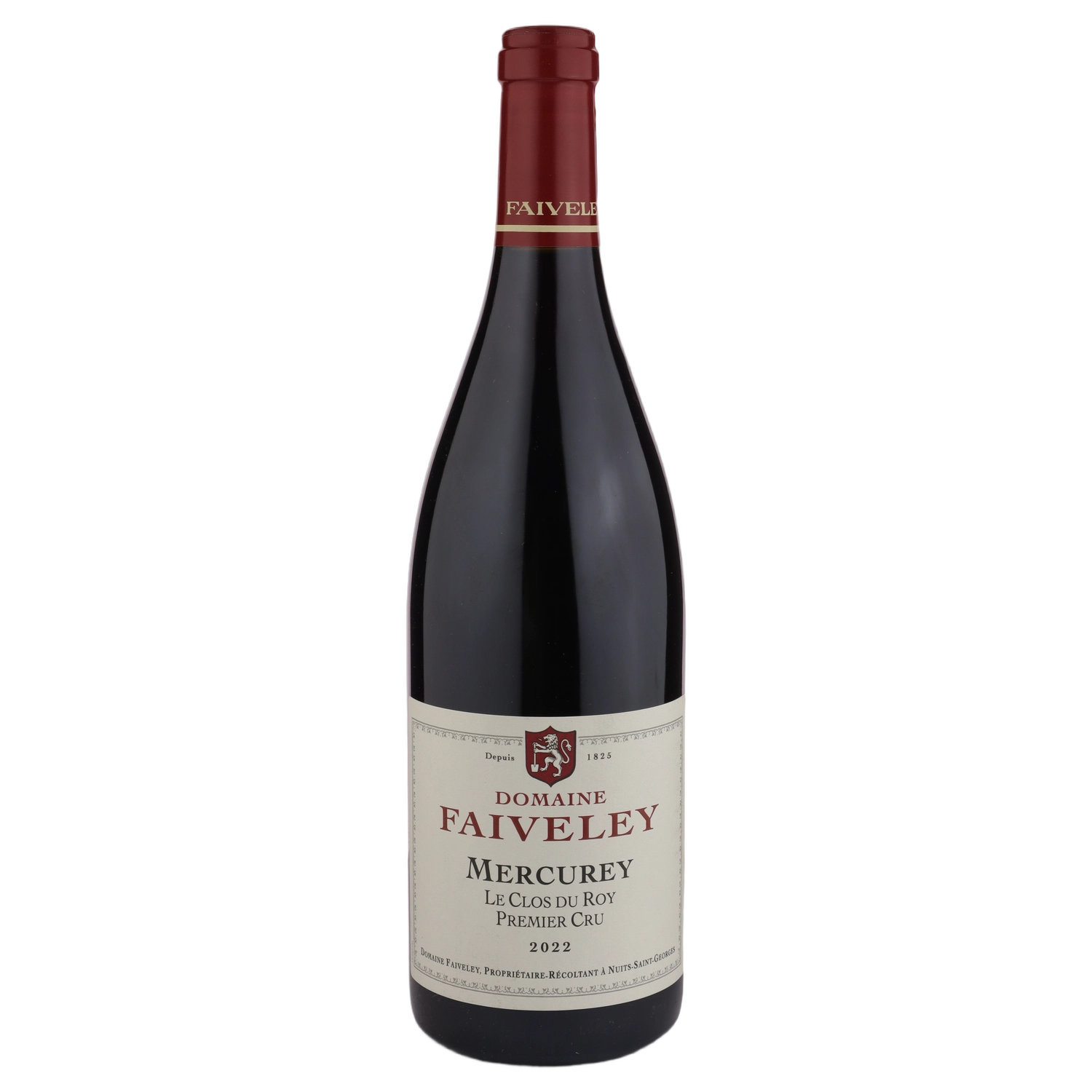 A bottle of 2022 Domaine Faiveley Mercurey 1er Cru "Le Clos du Roy" 750ml Red Wine