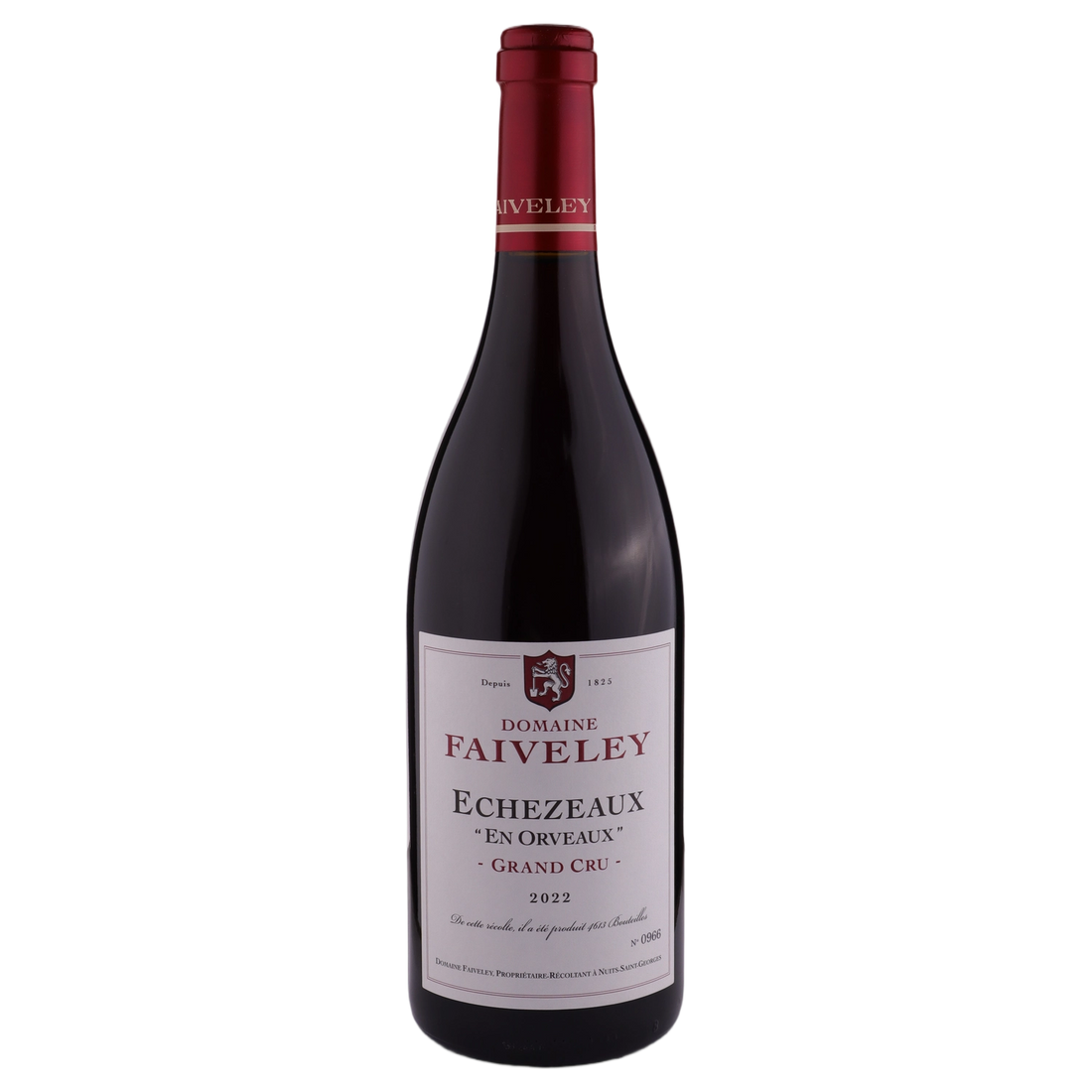 A bottle of 2022 Domaine Faiveley Échézeaux 'En Orveaux' Grand Cru 750ml Red Wine