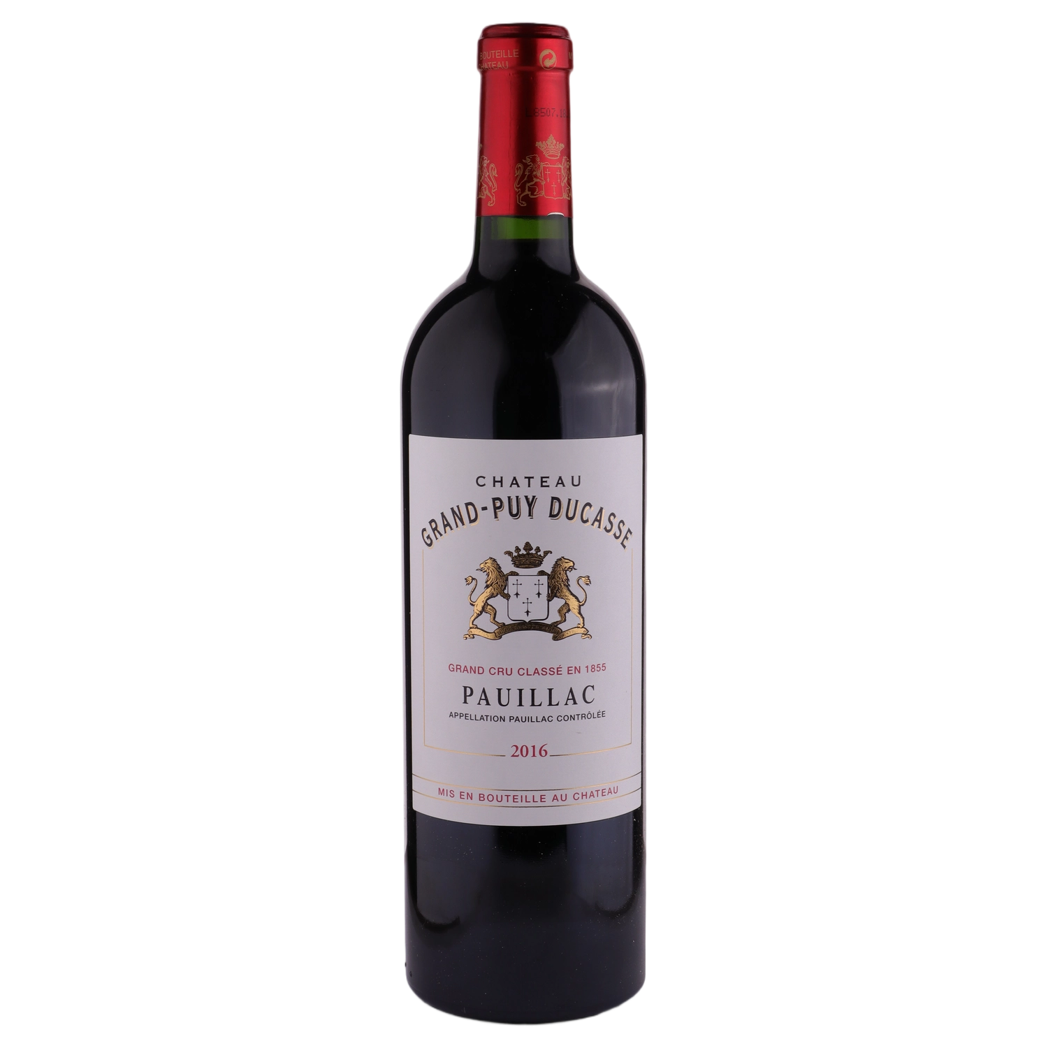A bottle of 2016 Chateau Grand Puy Ducasse 750ml Red Wine