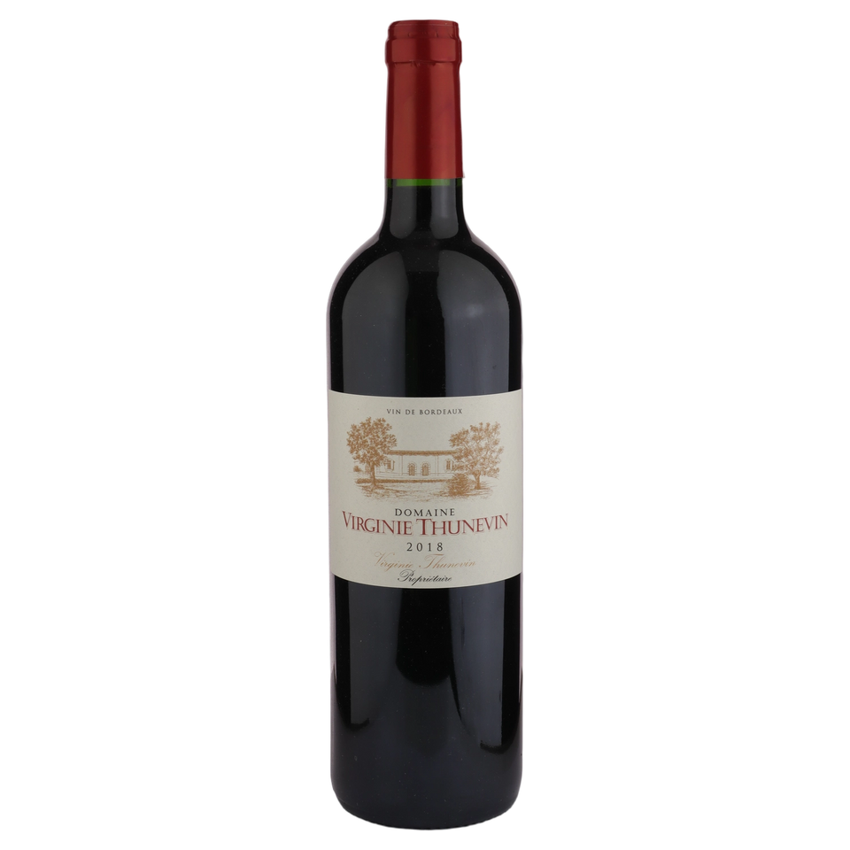 A bottle of 2018 Chateau Valandraud & Thunevin Domaine Virginie Thunevin AOC Bordeaux 750ml Red Wine